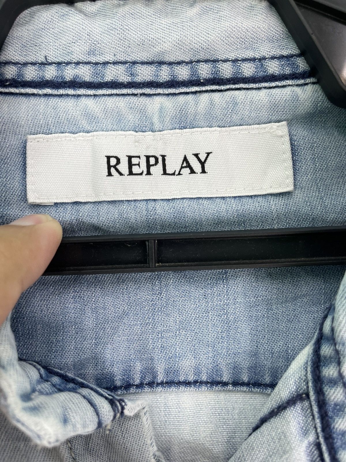 Replay REPLAY distressed design light blue denim cotton shirts Size US M / EU 48-50 / 2 - 6 Thumbnail