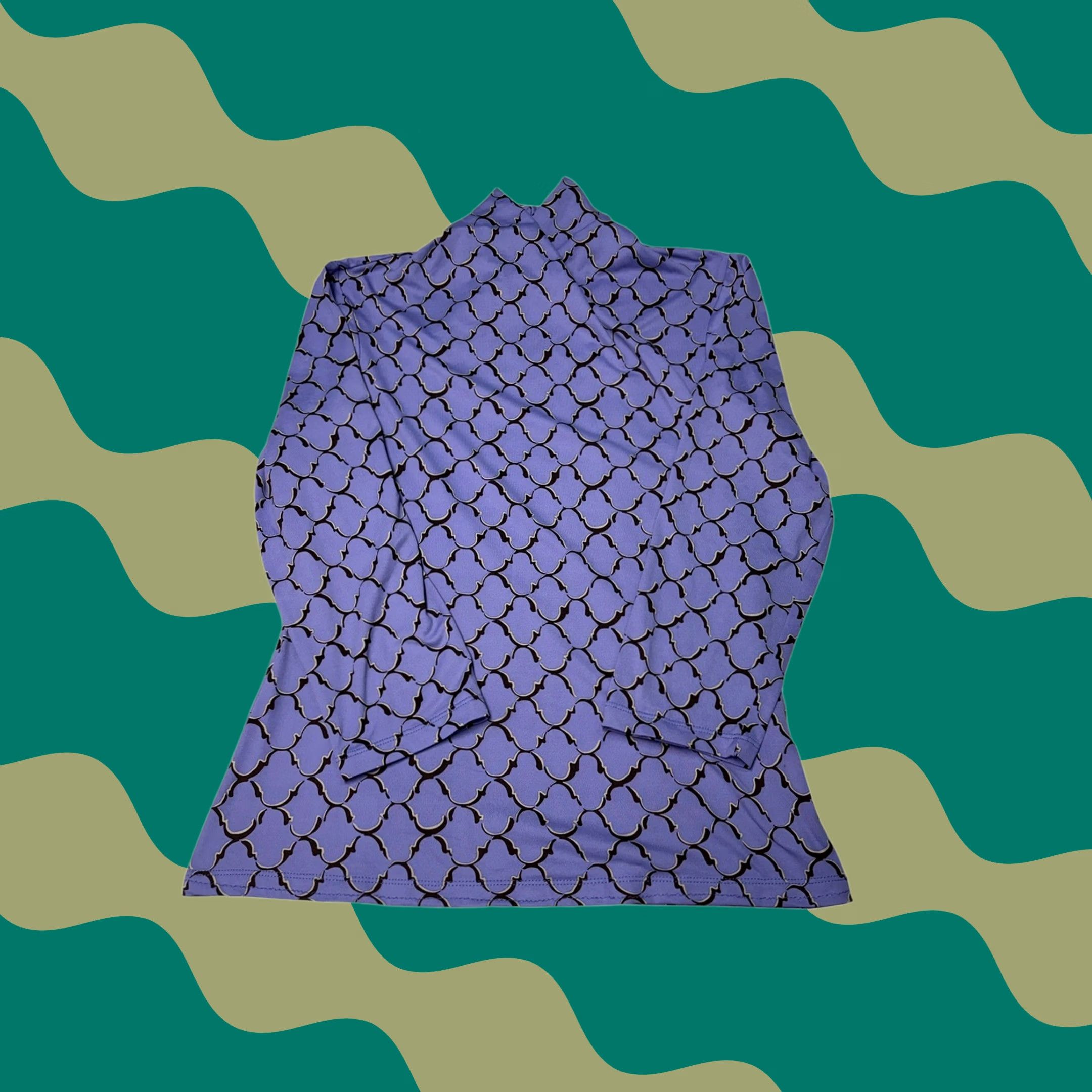J.McLaughlin J.McLaughlin Womens Mock Neck Top Blue Geometric Trellis Print Long Sleeve M Size M / US 6-8 / IT 42-44 - 1 Thumbnail