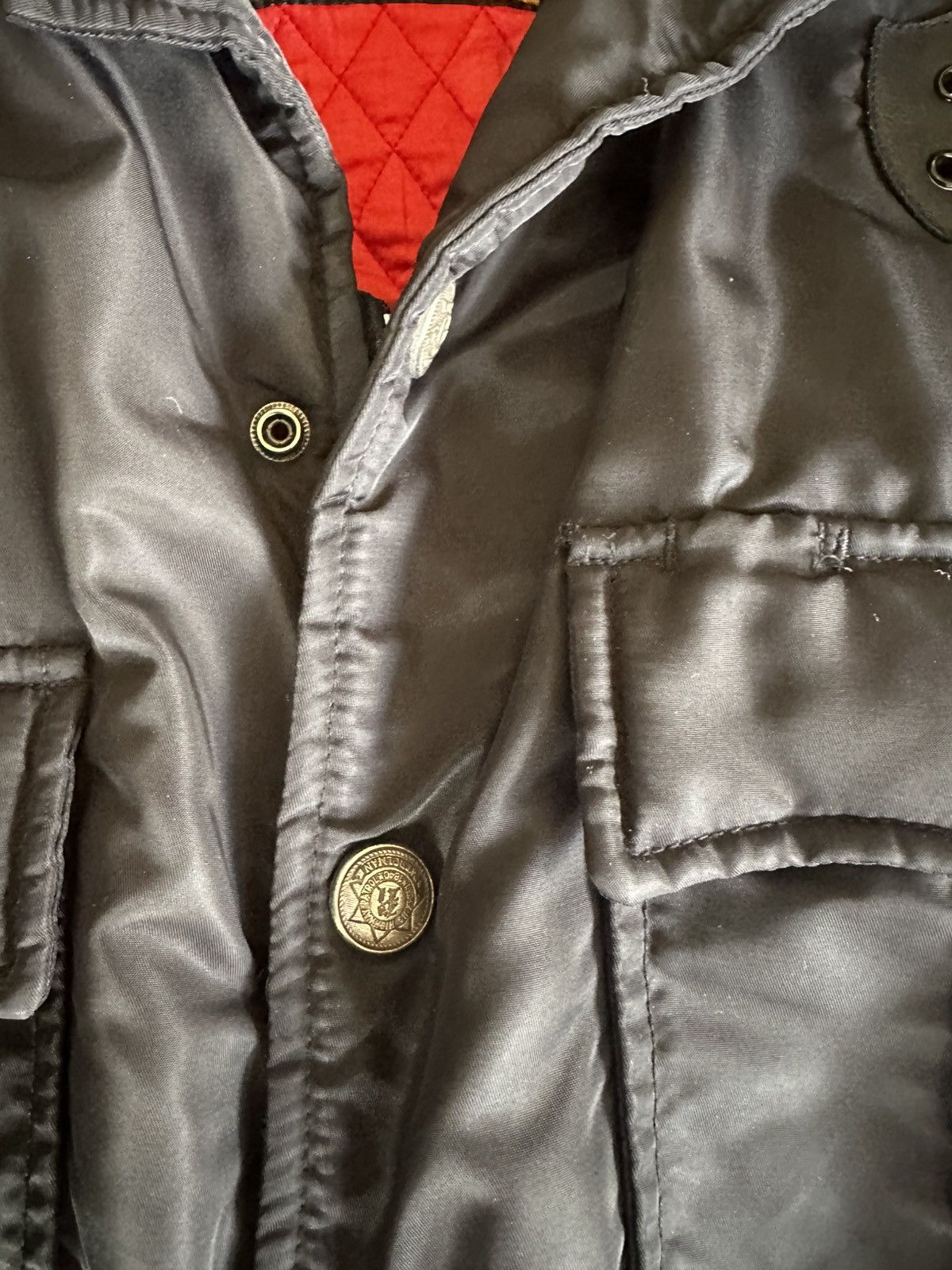 Vintage Vintage 90s Redskins Nylon Police Jacket Bomber Black red Size US M / EU 48-50 / 2 - 5 Thumbnail