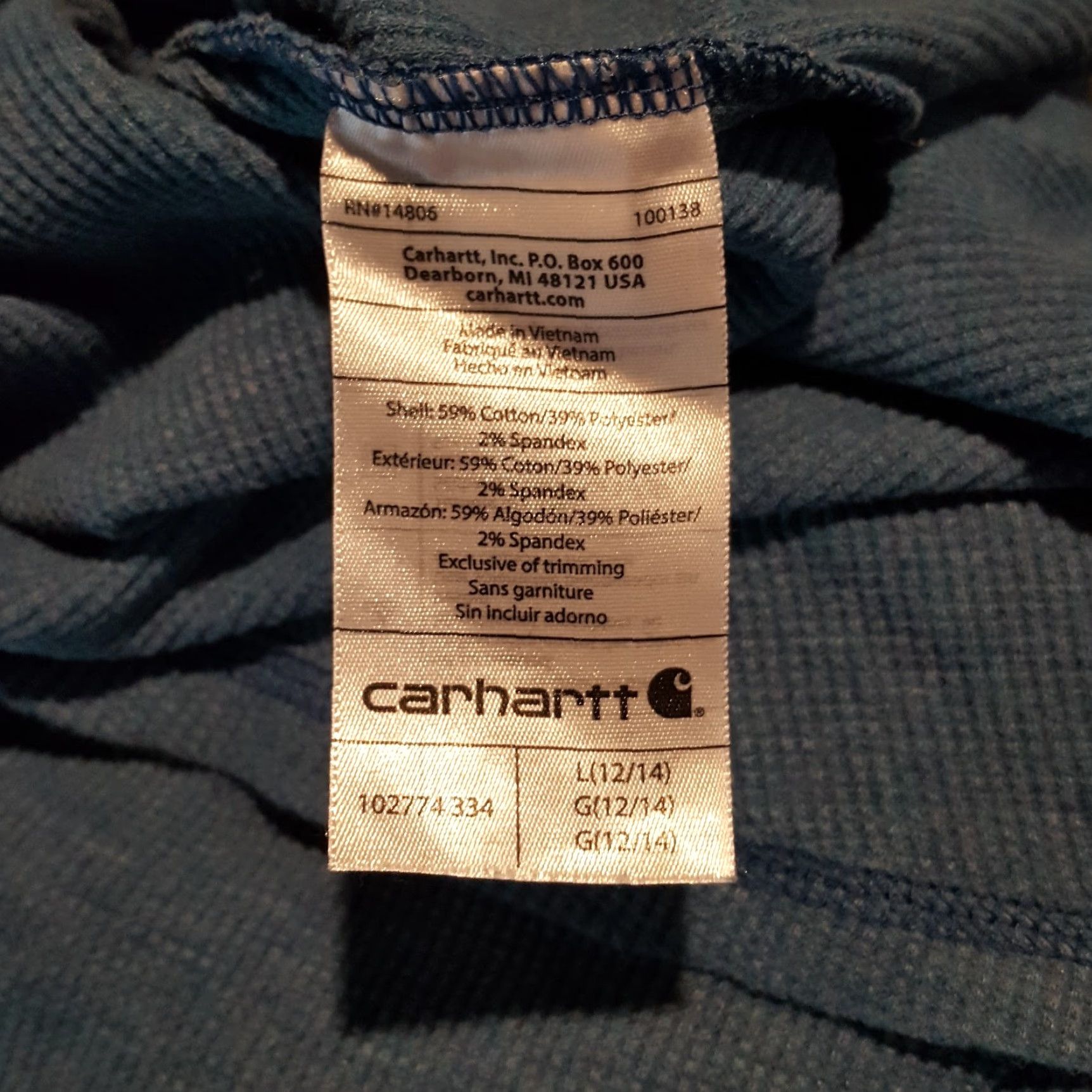 Carhartt VINTAGE Carhartt Hooded Thermal Shirt Blue L Women CH Size L / US 10 / IT 46 - 6 Thumbnail