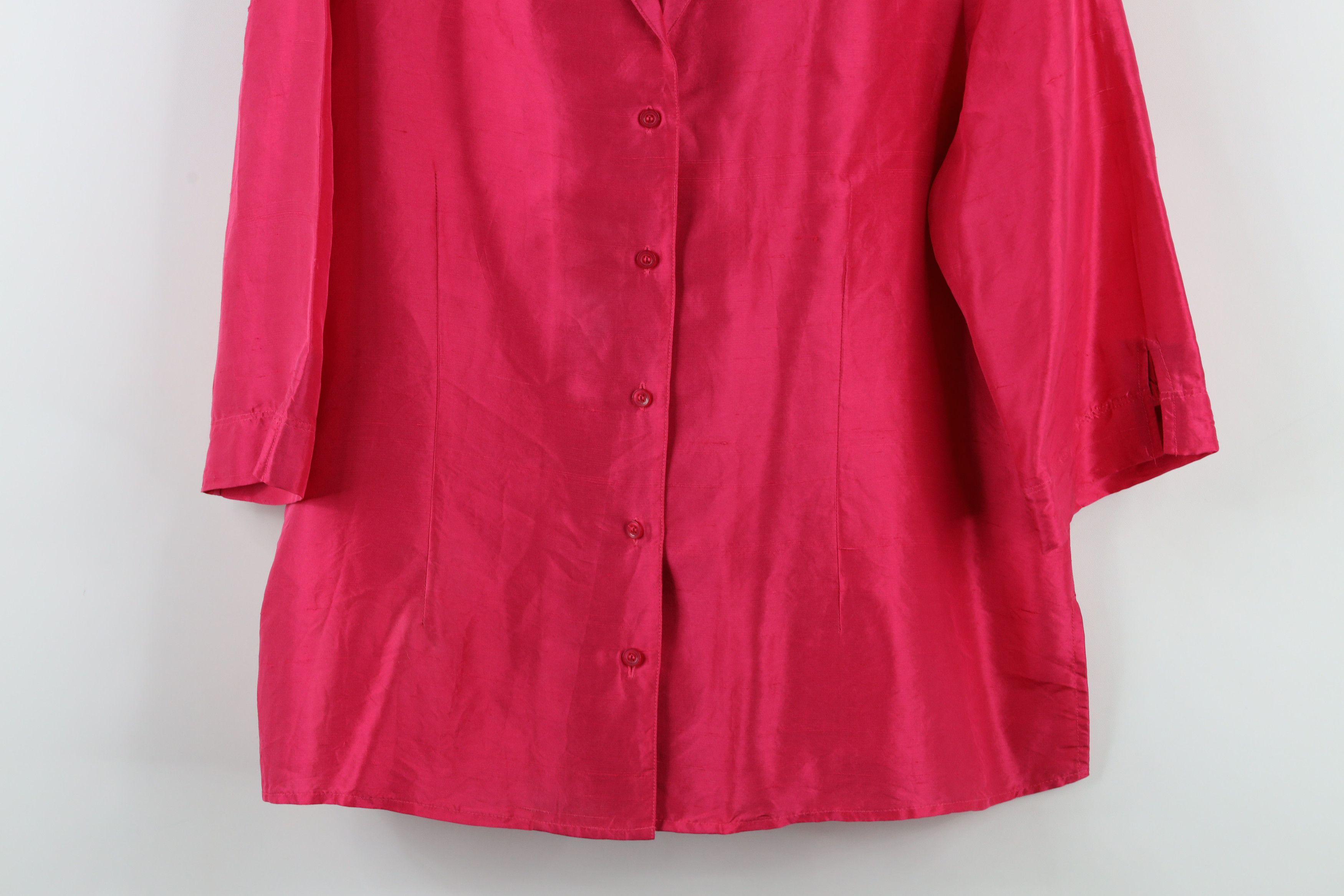 Vintage Vintage 90s Streetwear Silk Collared Button Shirt Pink Size XL / US 12-14 / IT 48-50 - 3 Thumbnail
