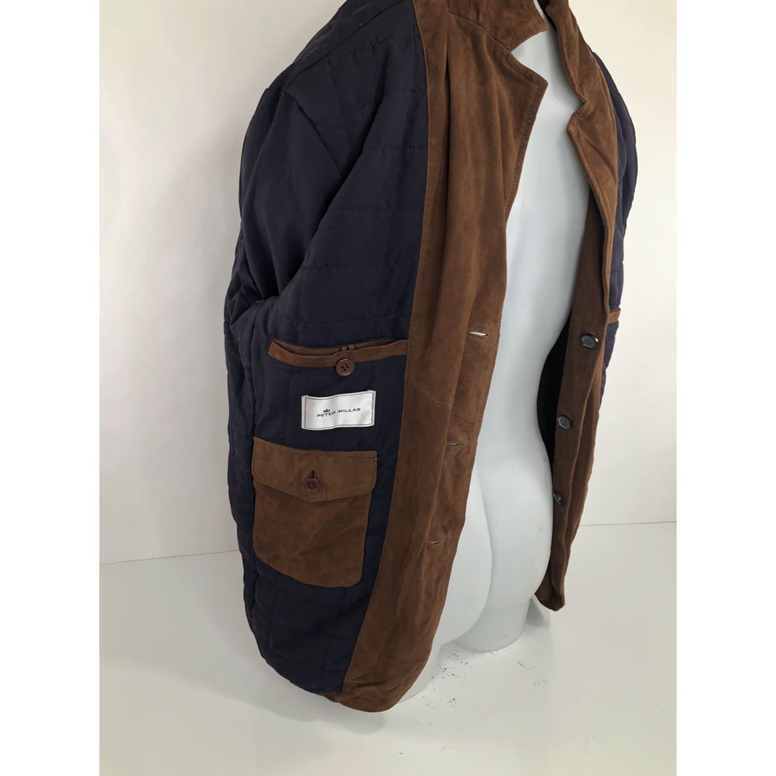 Peter Millar PETER MILLAR Blazer Suede Leather Mens Md. Lined Jacket Brown M Size 40R - 6 Thumbnail