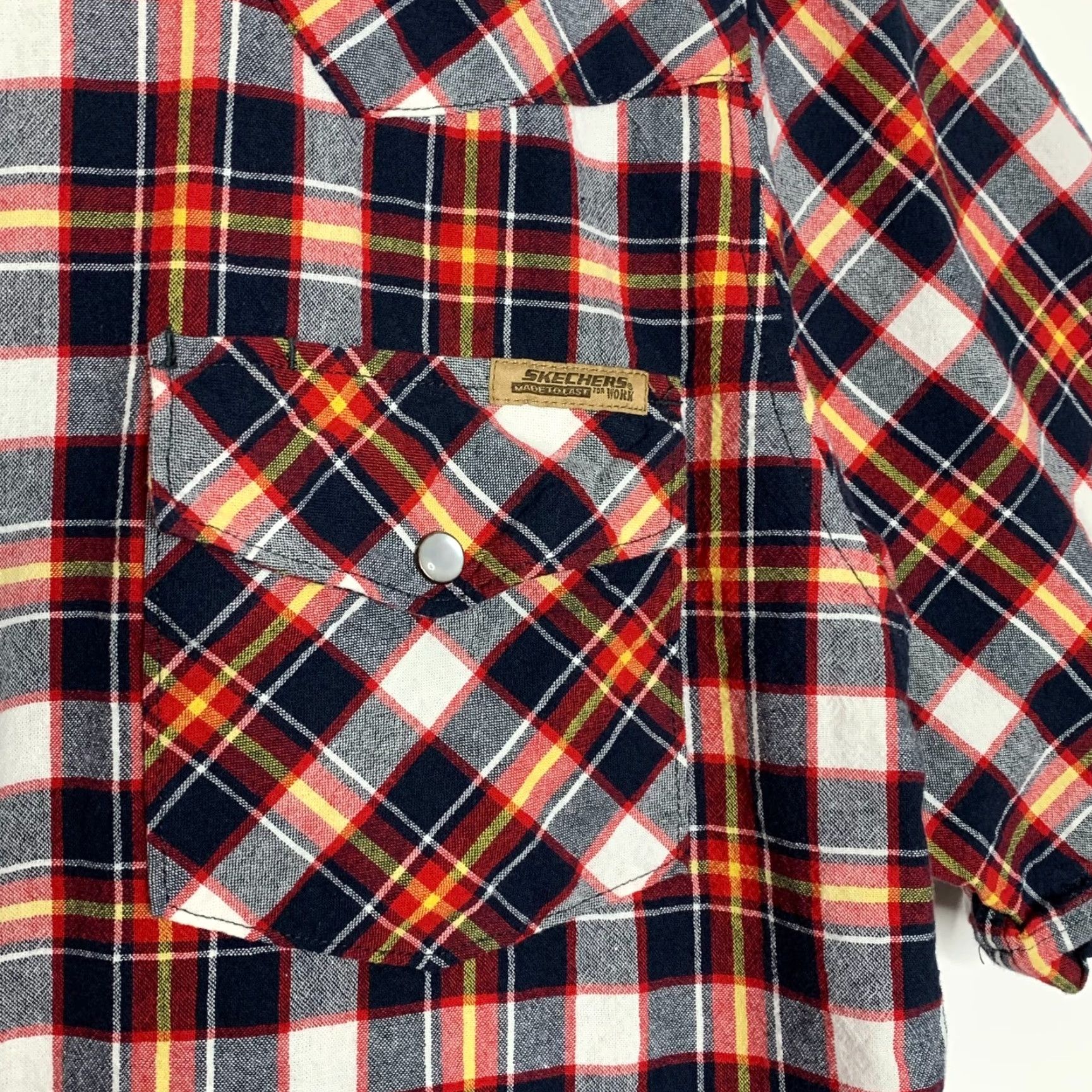 SKECHERS Skechers for Work Mens Size M Shirt Button-Up Short Sleeve Plaid Made to Last Mens Shirt Size US M / EU 48-50 / 2 - 3 Thumbnail
