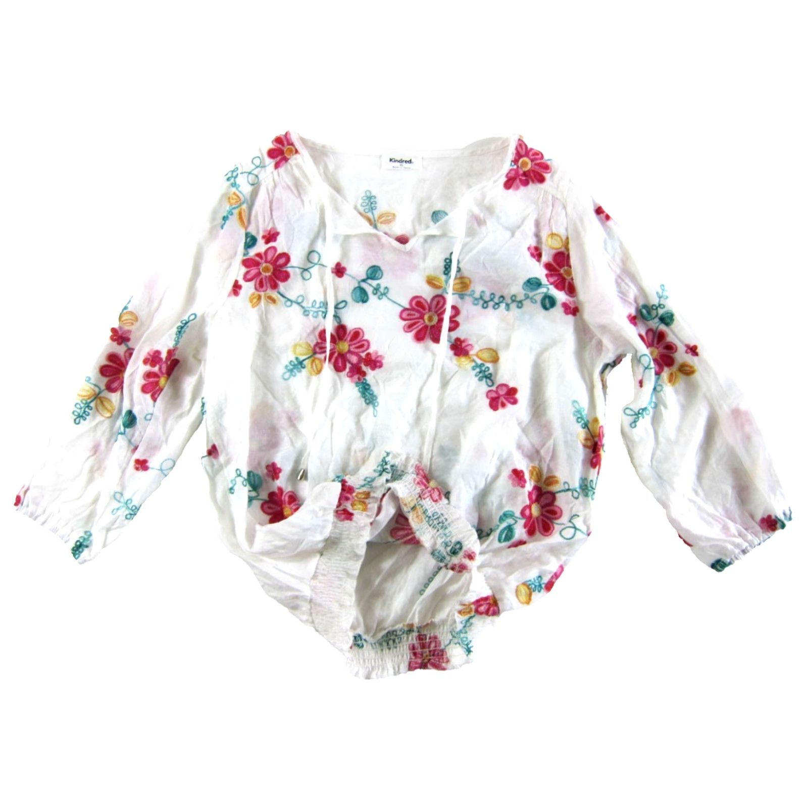 Vintage Kindred Blouse 3/4 Sleeve Tunic XL Pink Floral Embroidered Women V-Neck Pullover Polyester Vintage No Size XL / US 12-14 / IT 48-50 - 5 Thumbnail