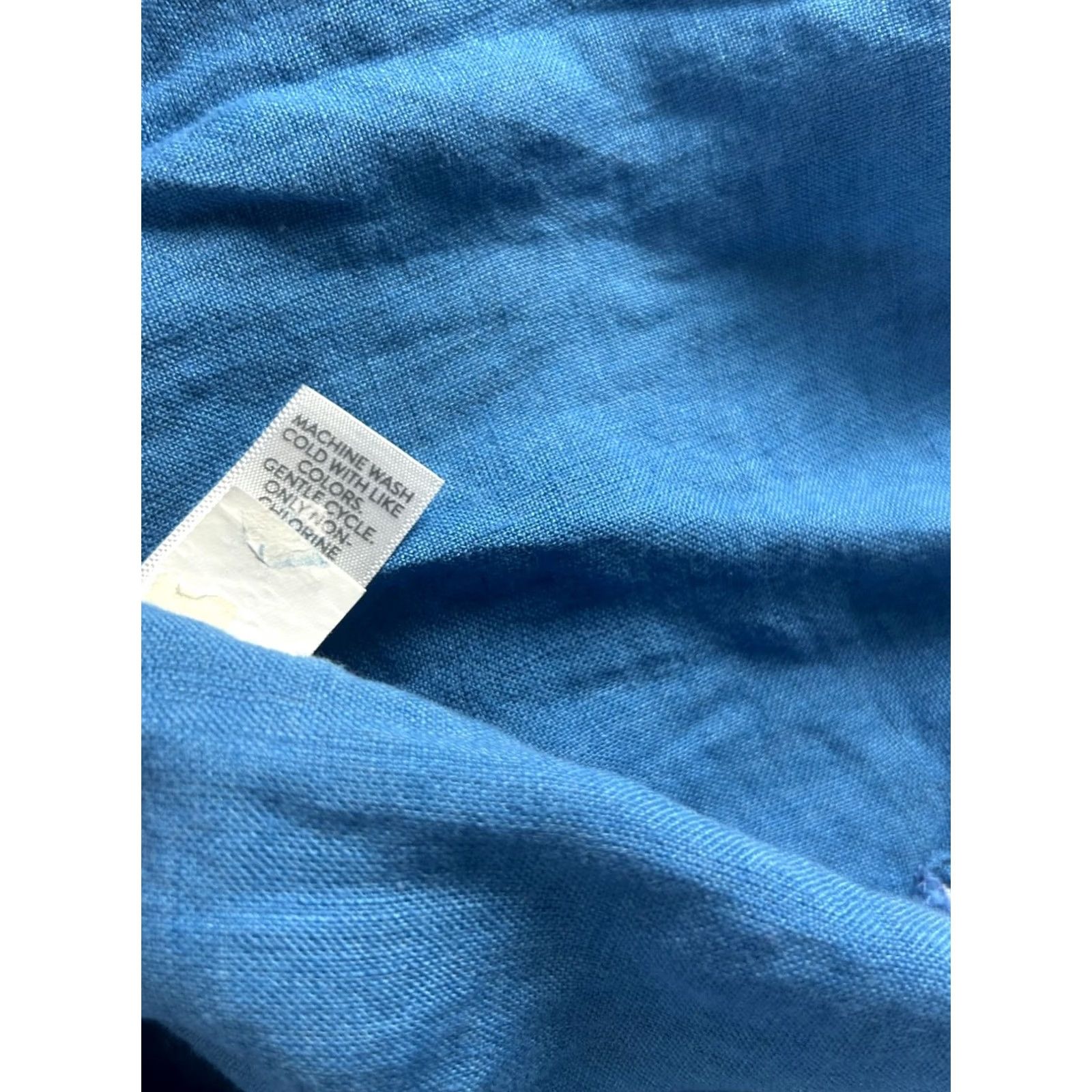 J. Jill J. Jill Love Linen Womens V-Neck Ruffle Trim 3/4 Sleeve Top Blouse Medium Blue Size M / US 6-8 / IT 42-44 - 4 Thumbnail