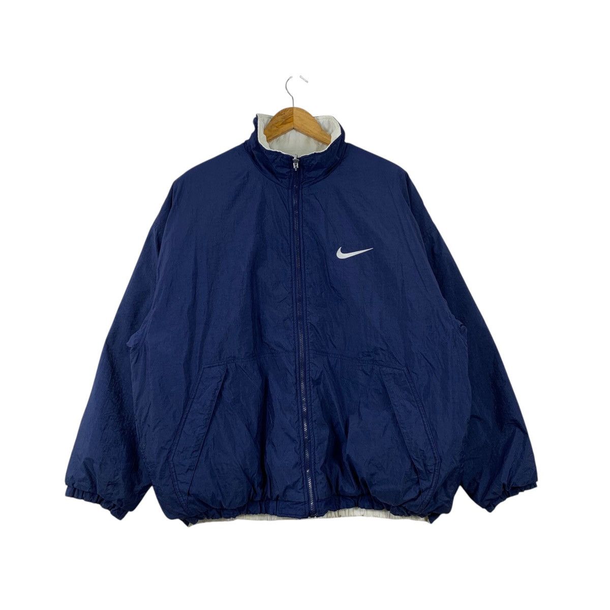 Nike × Vintage Vintage 90s NIKE Swoosh Sportswear Big Logo Backhit Jacket Size US XL / EU 56 / 4 - 1 Thumbnail