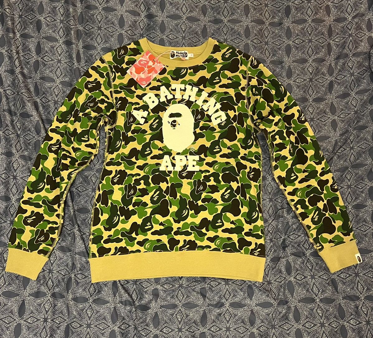 image of Bape Abc Camo College Crewneck in Green, Women's (Size Small)