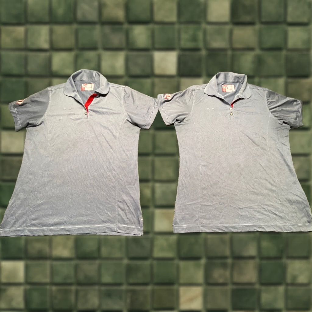 Vintage CHICKFILA Shirts Employee LOT OF 2 Gray Striped Womens Polo Uniform Oobe Large Size L / US 10 / IT 46 - 1 Thumbnail