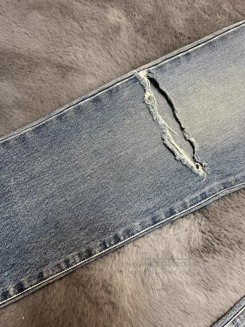 Saint Laurent Paris Saint Laurent Paris Water-Washed Blue Patchwork Ripped Den Size US 31 - 6 Thumbnail
