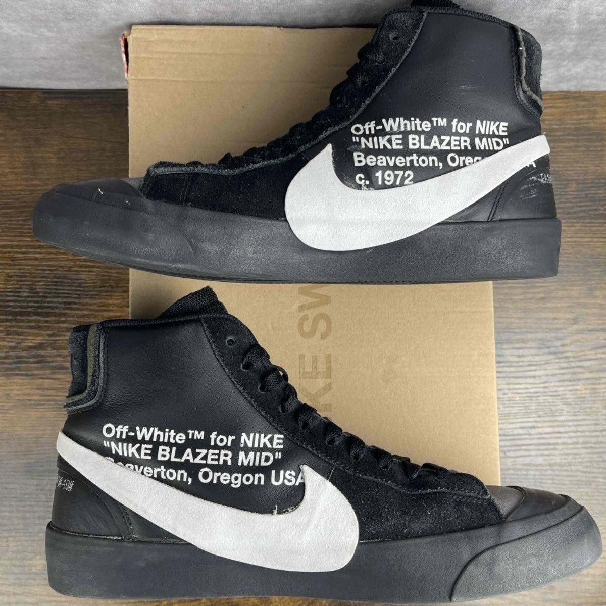 Nike × Off-White Nike Blazer Mid x OFF-WHITE Grim Reapers AA3832-001 Black OG Size US 10 / EU 43 - 4 Thumbnail