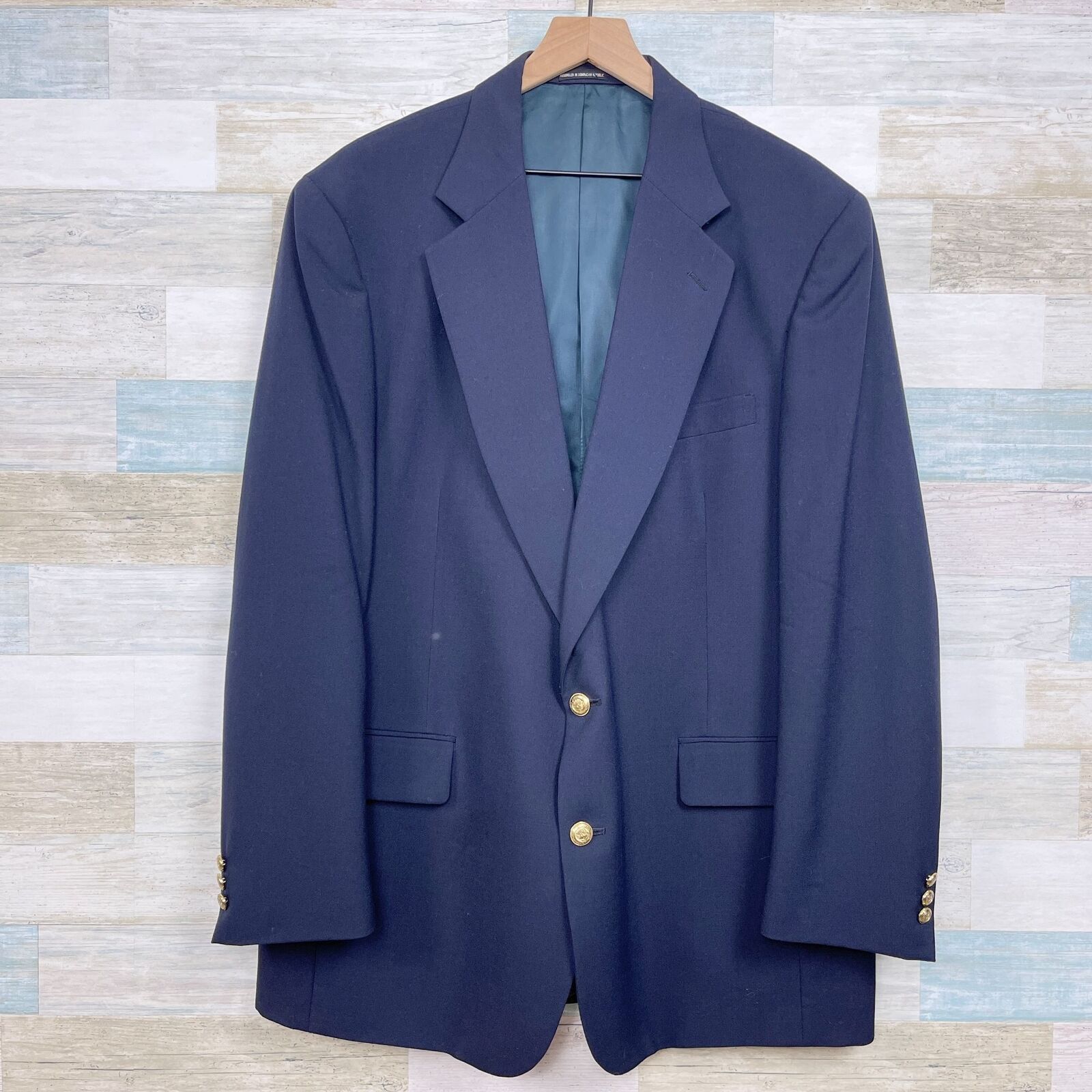 Jos. A. Bank Jos A Bank Kent Hopsack Blazer Navy Blue Gold Mens 46 Size 46L - 1 Thumbnail