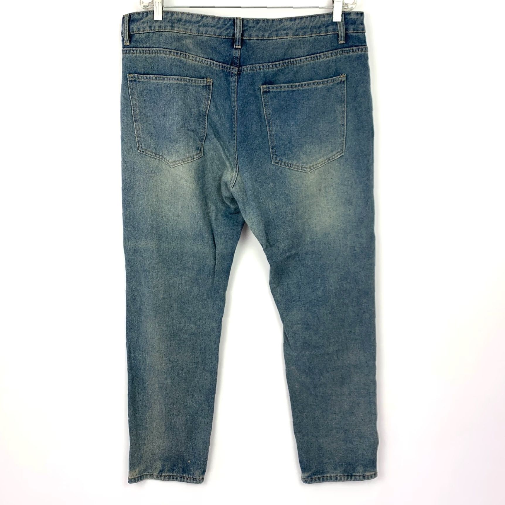 Shein G&J Destroyed Ripped Blue Jeans Size 38 Jeans Men Cotton Blend Denim 30 In Inseam Regular Stretch 85% Cotton 15% Polyester Blue Size US 38 / EU 54 - 4 Thumbnail