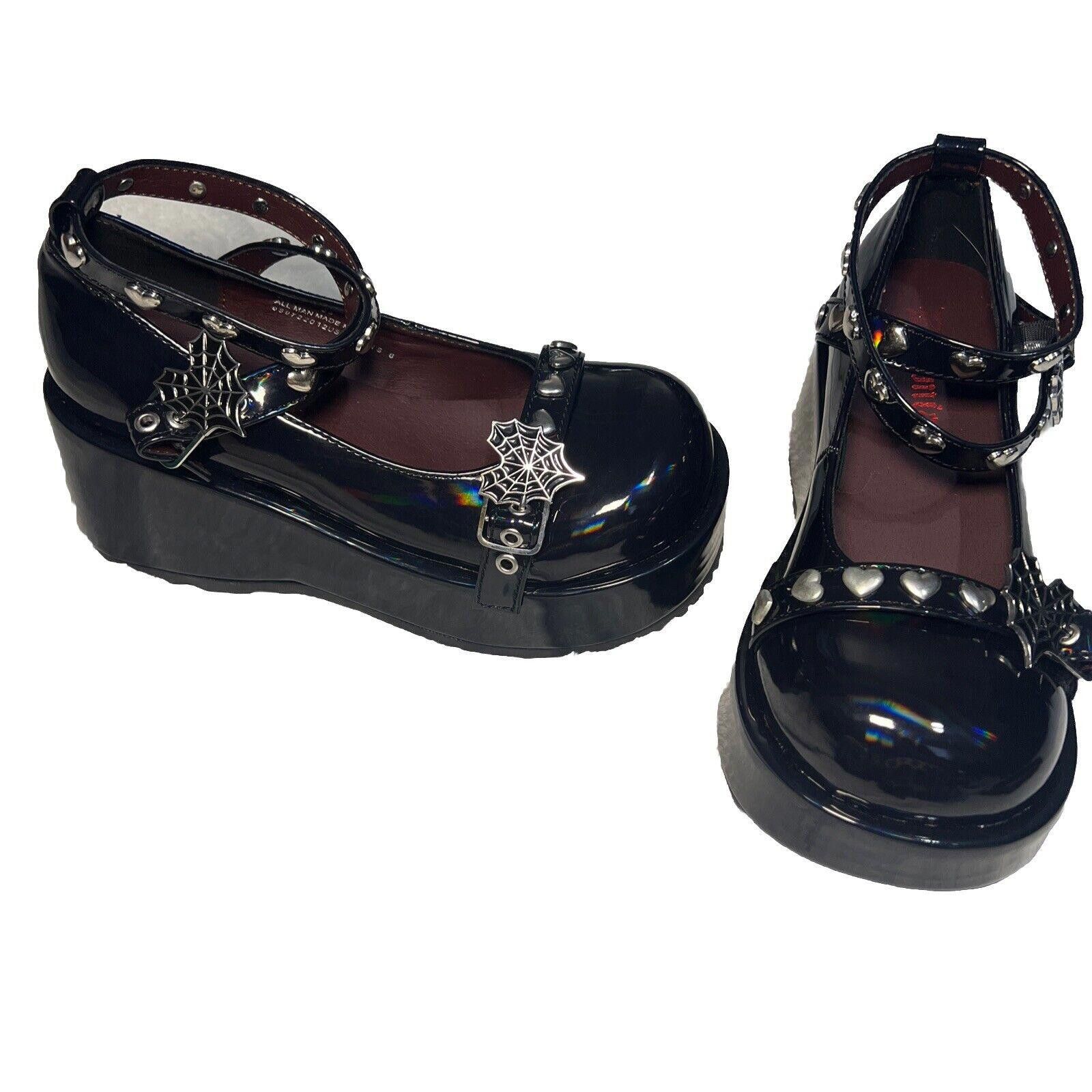 Designer Sz 6 Demonata Cubby 25 Black Holo Platform Mary Jane’s Size US 6 / IT 36 - 1 Thumbnail