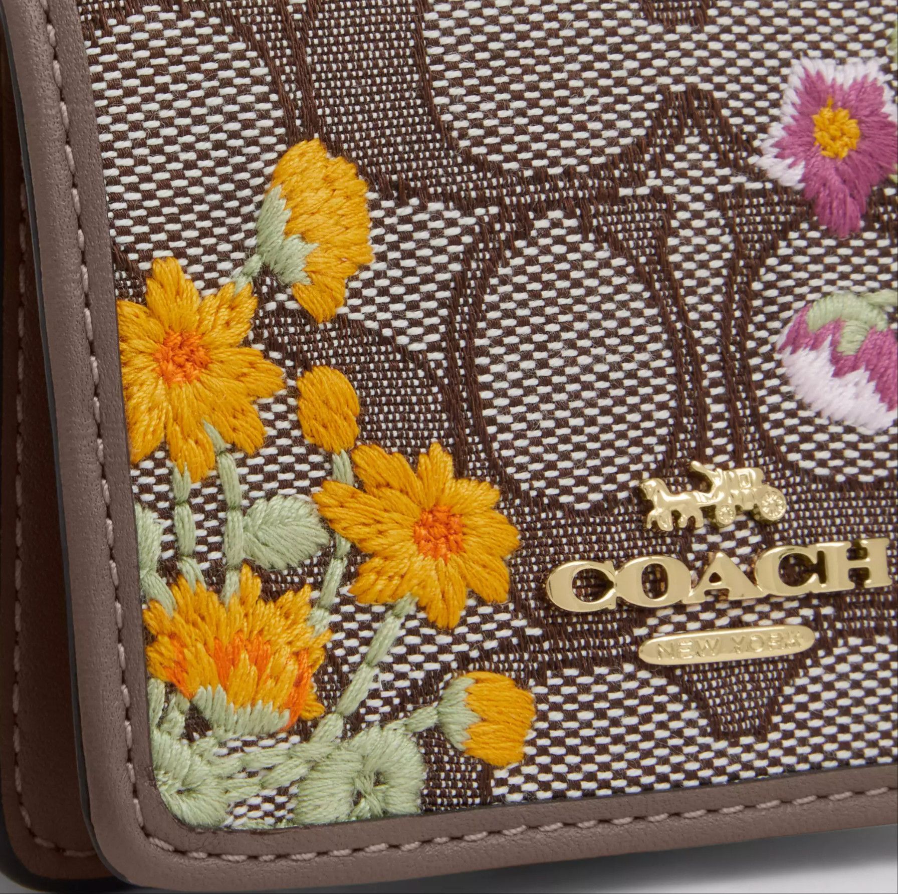 Coach Mini Wallet On A Chain with Floral Embroidery CEF60 Size ONE SIZE - 9 Thumbnail