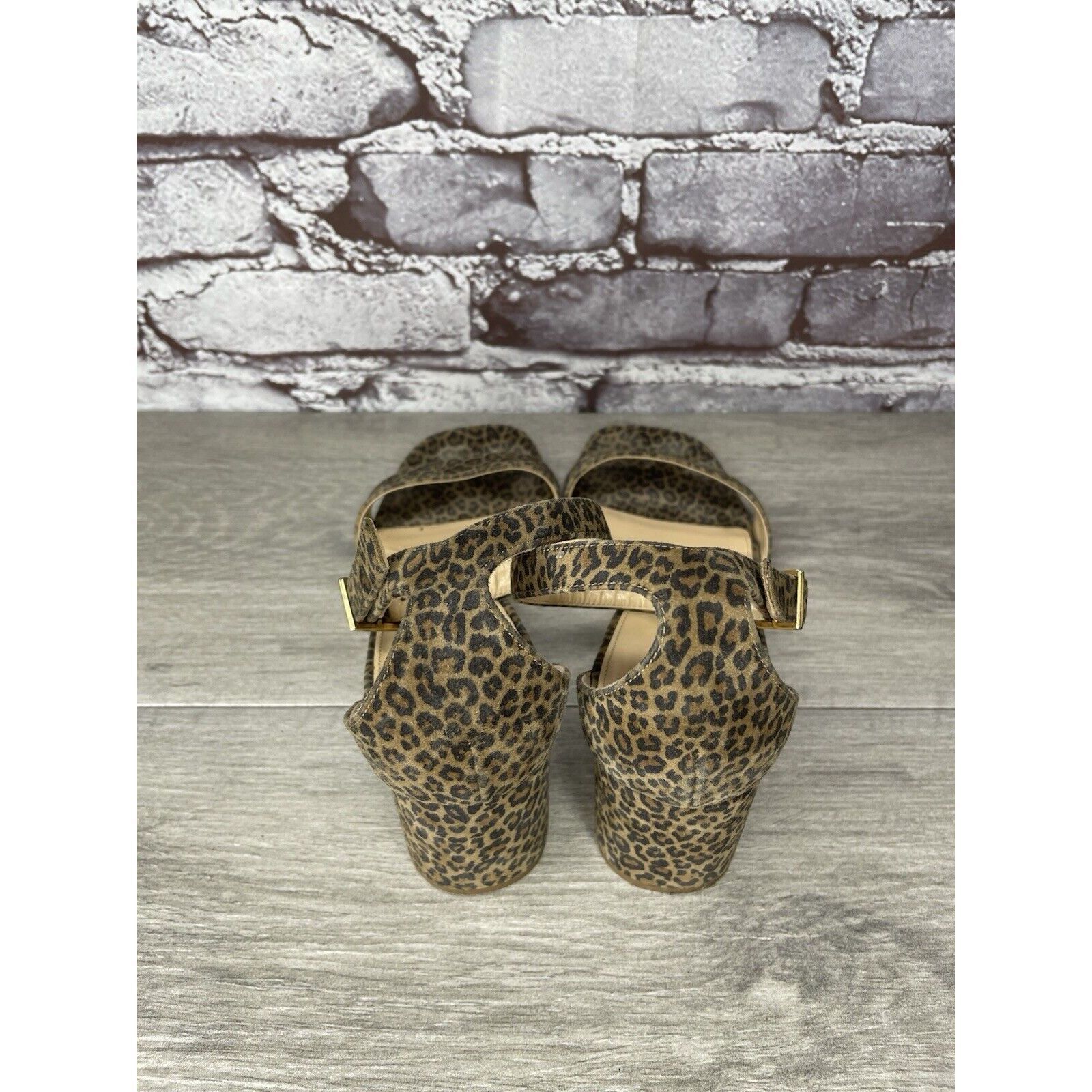 Sid Mashburn Ann Mashburn Leopard Print Open Toe Block Heel Strap Sandals Size US 7.5 / IT 37.5 - 6 Thumbnail