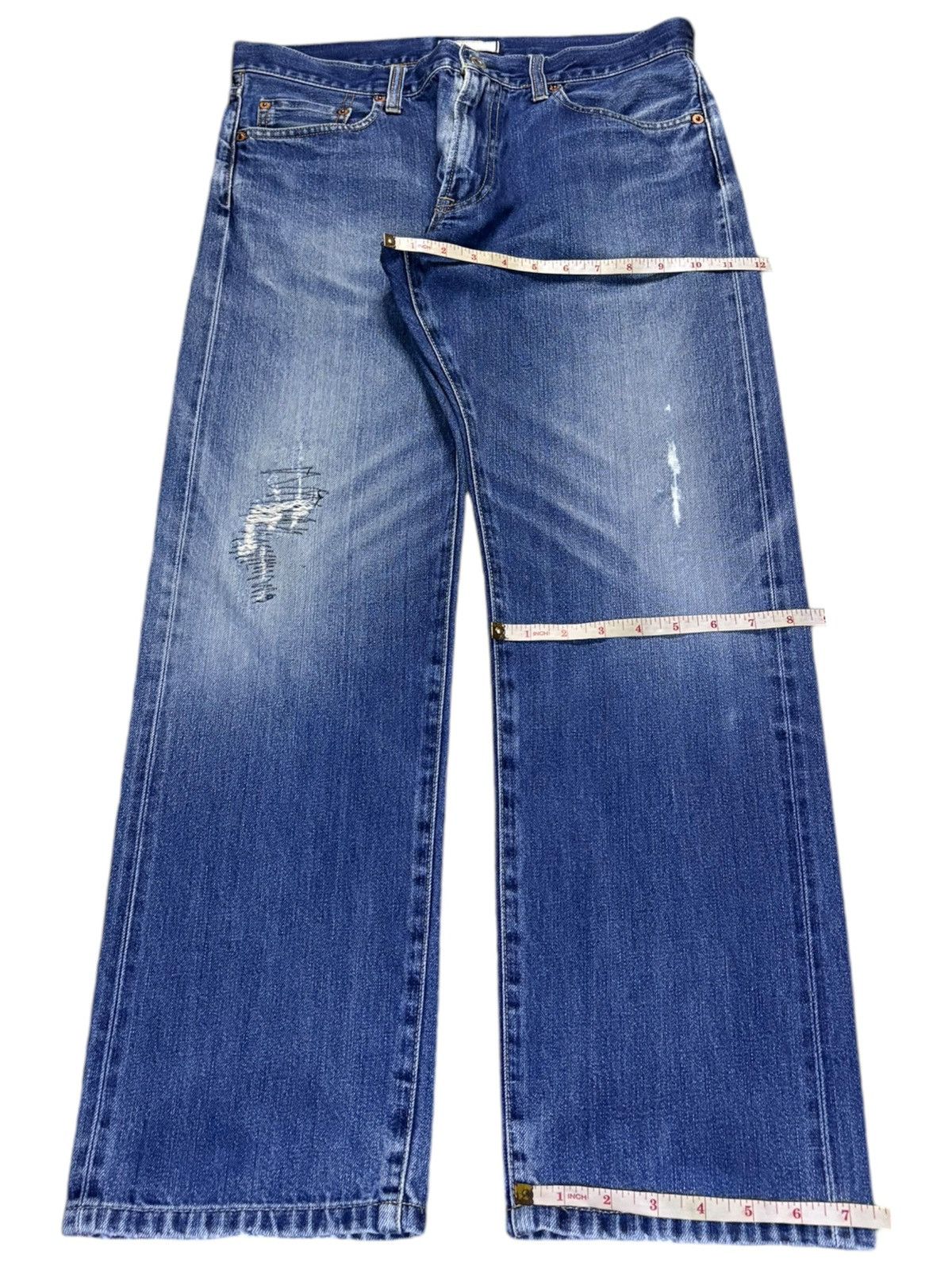 Japanese Brand × Uniqlo Vintage Japanese Uniqlo Selvedge Mud Wash Distressed Jeans Size US 33 - 13 Thumbnail