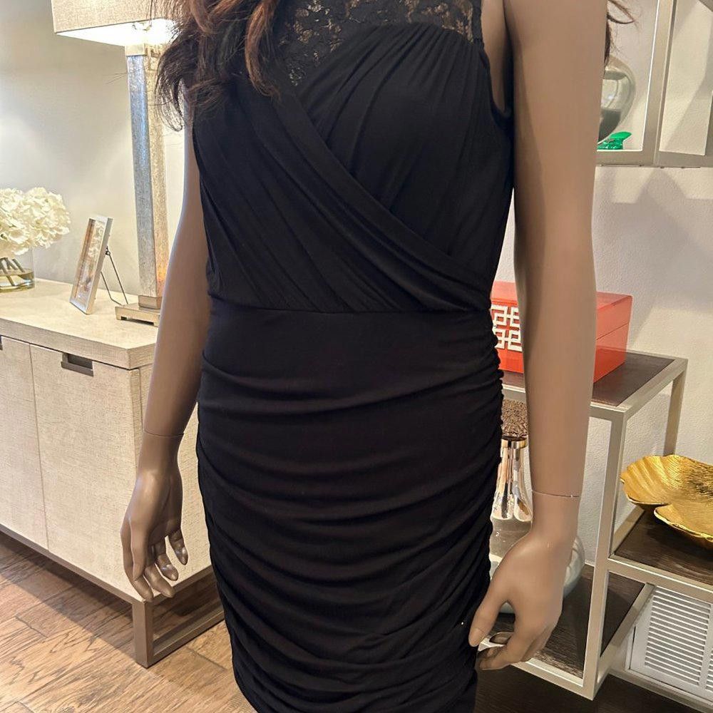 Designer Cynthia Steffe Black Ruched Midi Sleeveless Size M / US 6-8 / IT 42-44 - 6 Thumbnail