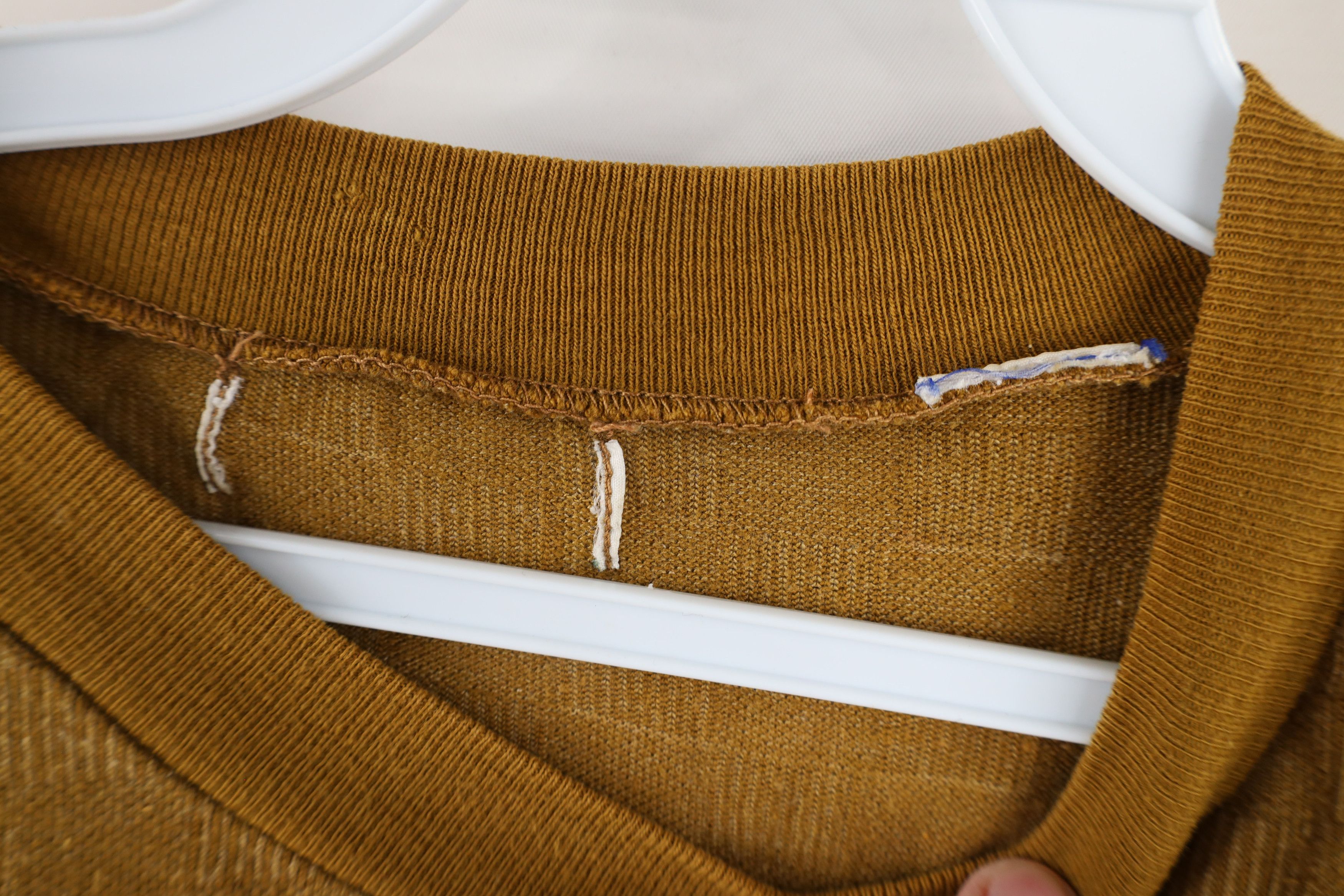 Vintage Vintage 90s Streetwear Checkered Knit Pocket T-Shirt Gold Size US XL / EU 56 / 4 - 7 Thumbnail