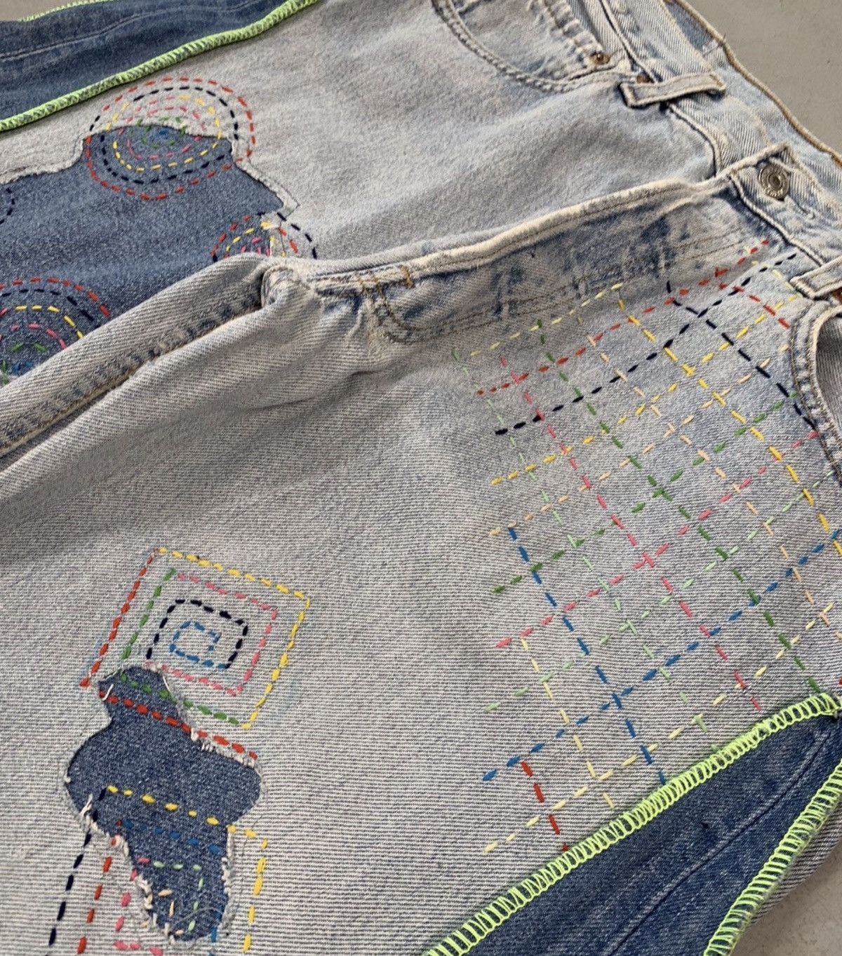 Levi's 1of1 vintage custom shashiko stitch baggy denim pants Size US 34 / EU 50 - 5 Thumbnail