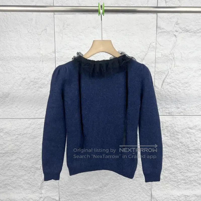 Valentino Valentino Dark Blue Cotton Knit Sweater . Size M / US 6-8 / IT 42-44 - 2 Thumbnail