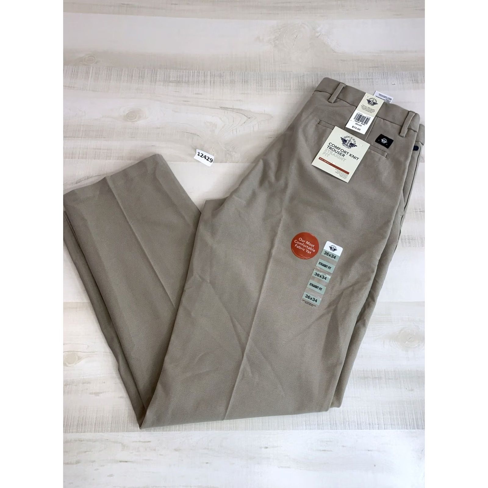 Dockers DOCKERS Khakis Pants 36x34 Beige Cotton Blend Knit Straight Fit Men's Regular Inseam 34 NWT-12429 Size US 36 / EU 52 - 2 Thumbnail