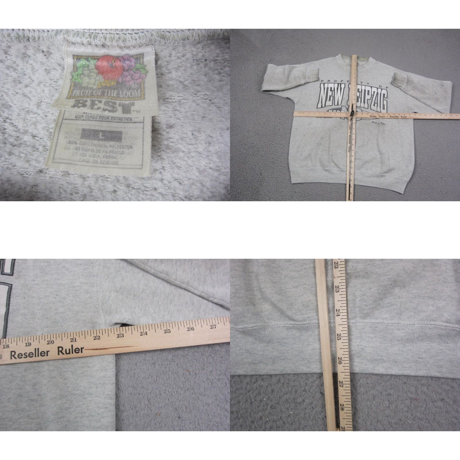 Fruit Of The Loom Vintage Fruit of the Loom Sweatshirt Mens L Gray 90s Cropped? Size US L / EU 52-54 / 3 - 8 Thumbnail