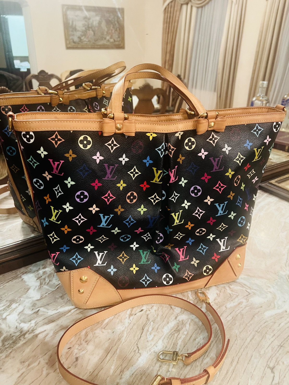 Louis Vuitton LOUIS VUITTON Monogram Multicolor Sharleen GM Tote Bag Noir Size ONE SIZE - 4 Thumbnail
