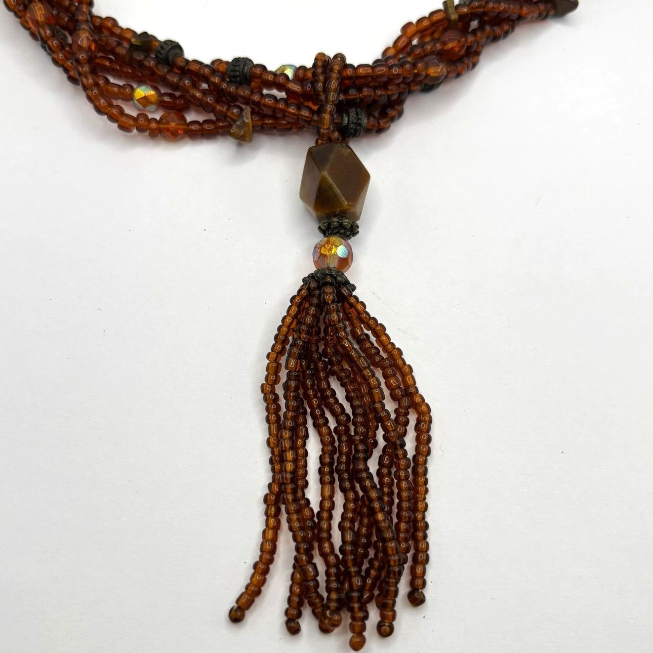 Other Brown Beaded Tassel Necklace Size ONE SIZE - 2 Thumbnail