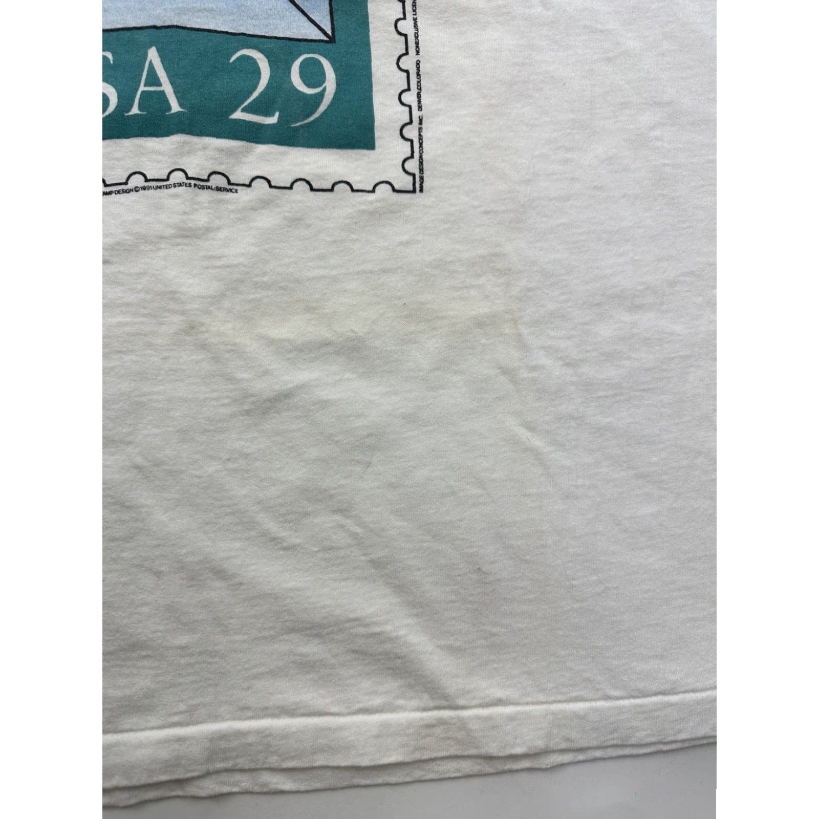 Anvil VINTAGE Anvil Love Stamp Shirt Adult XL White Graphic Print 1991 USA Mens/Womens Size US XL / EU 56 / 4 - 5 Thumbnail