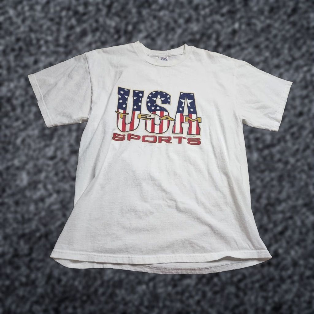 Delta VINTAGE Men's Large USA Team USA Sports Patriotic Cotton T-Shirt 90s Logo Size US L / EU 52-54 / 3 - 1 Thumbnail