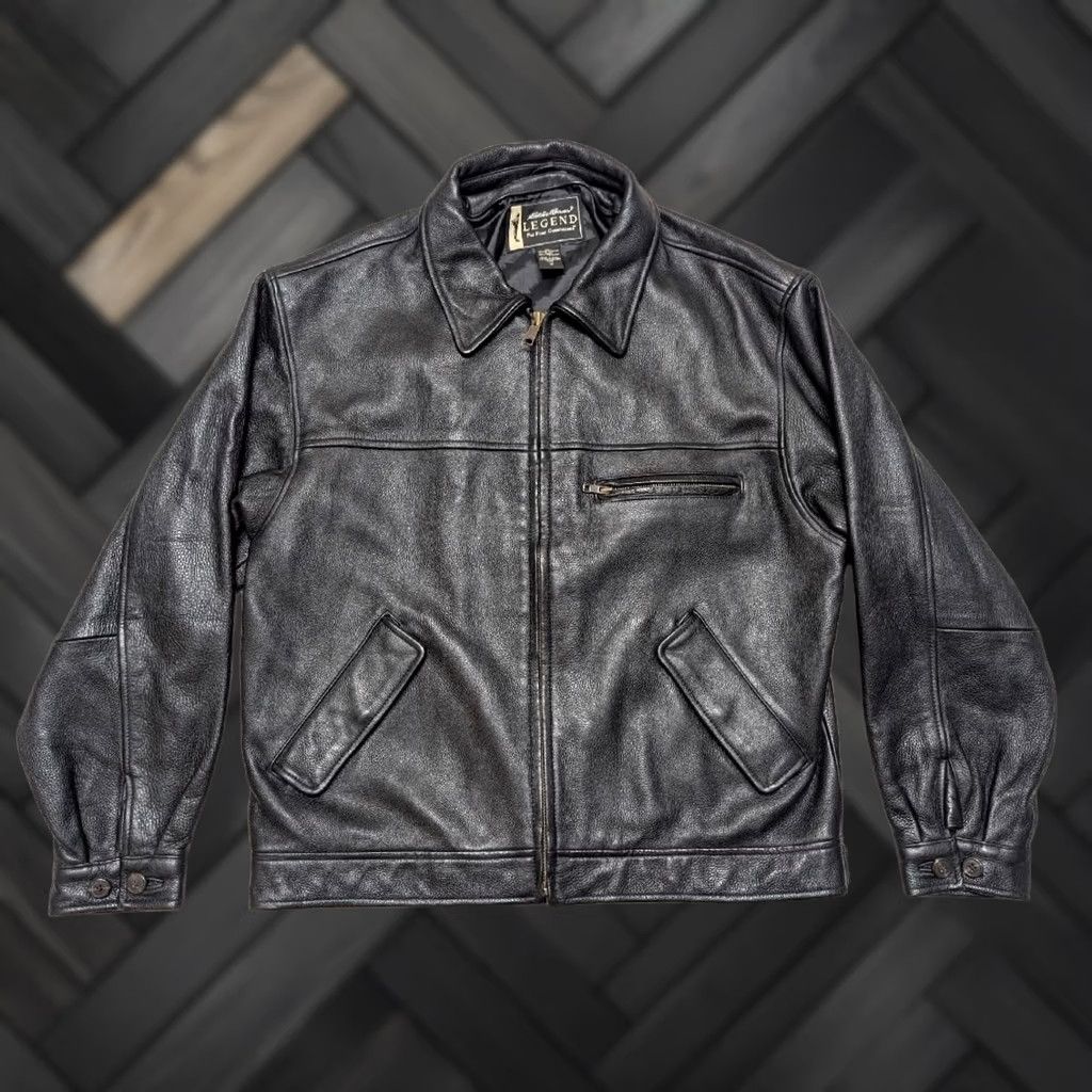 Eddie Bauer VINTAGE Eddie Bauer leather jacket M black JOURNEYMAN legend motorcycle bomber Size US M / EU 48-50 / 2 - 1 Thumbnail