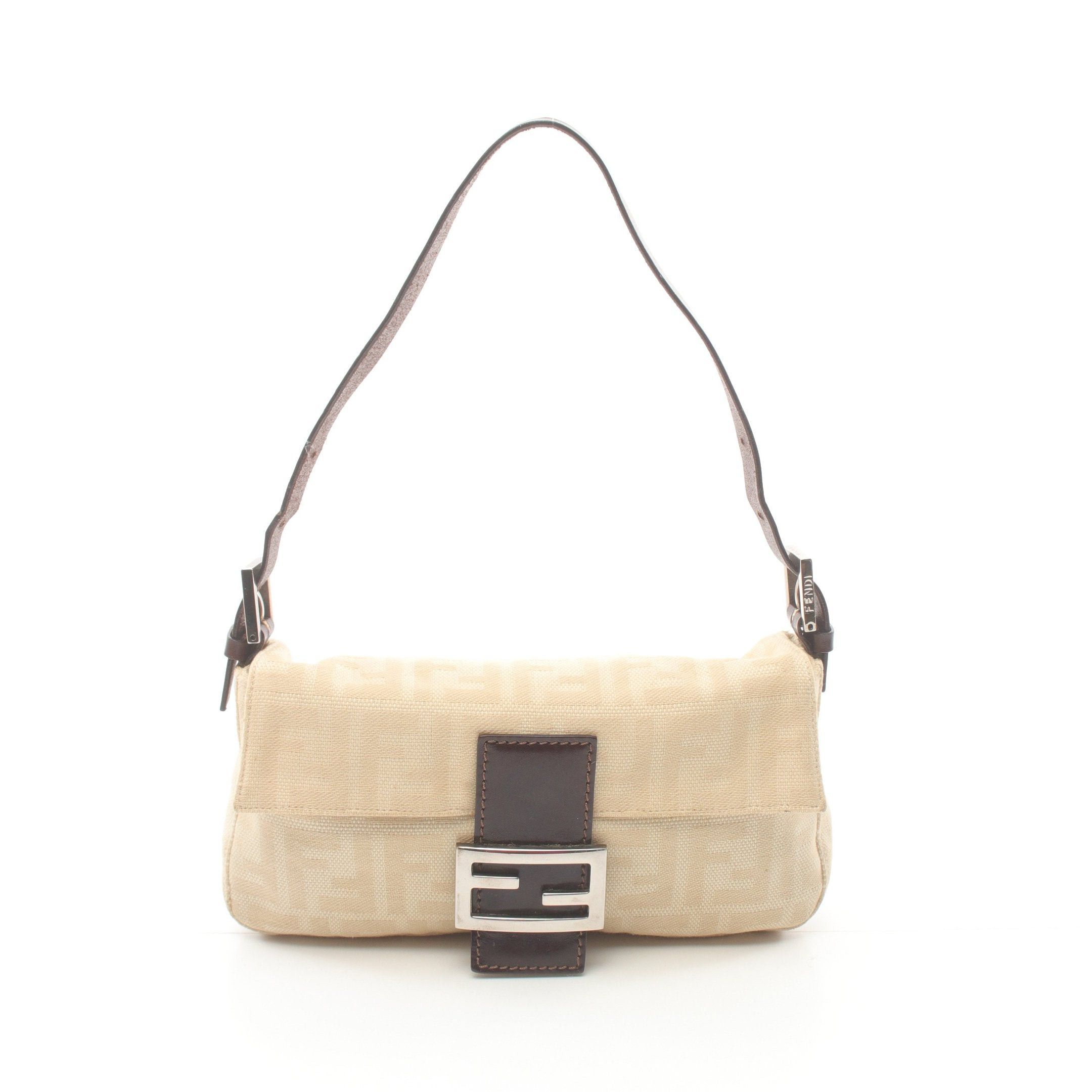 Fendi Fendi Mamma Bucket Handbag Canvas Leather Beige Dark Brown Size ONE SIZE - 1 Thumbnail