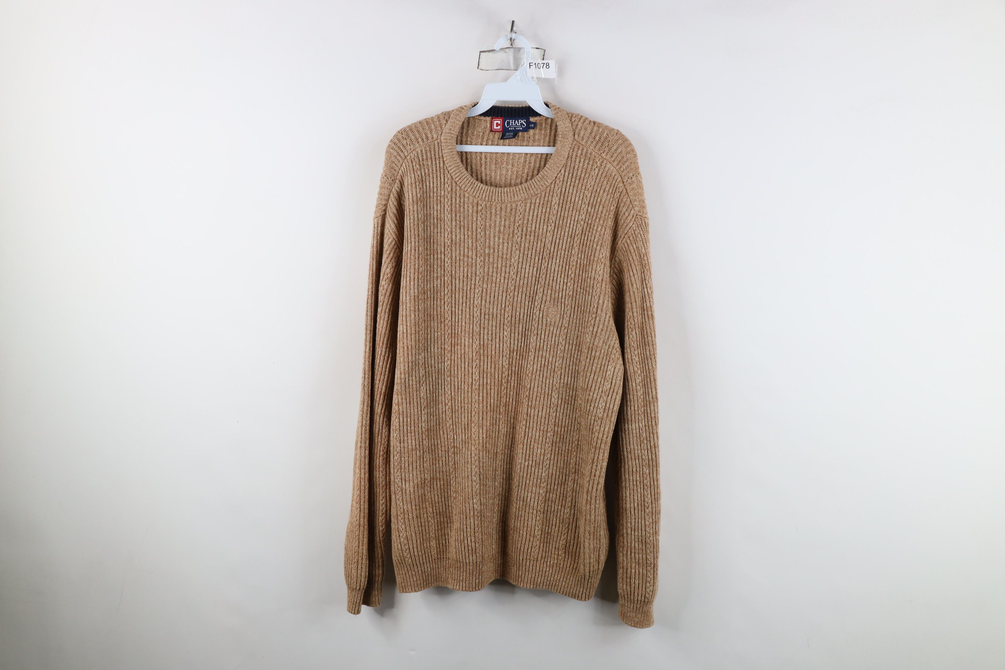 Chaps Vintage Chaps Cotton Ribbed Knit Crewneck Sweater Beige Size US L / EU 52-54 / 3 - 1 Thumbnail