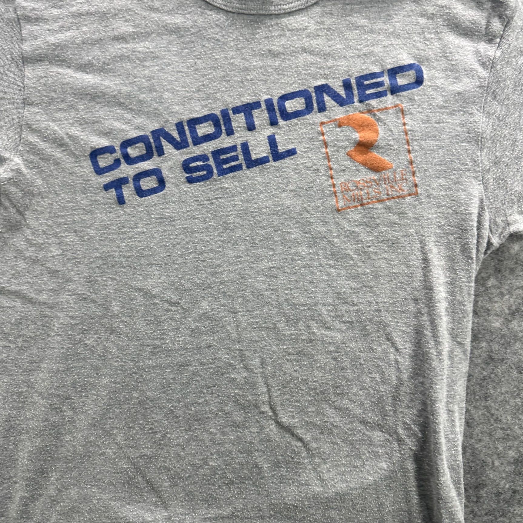 Hanes VINTAGE Roseville Mills Shirt Mens Medium Gray Conditioned To Sell Promo Tee 80s Size US M / EU 48-50 / 2 - 4 Thumbnail