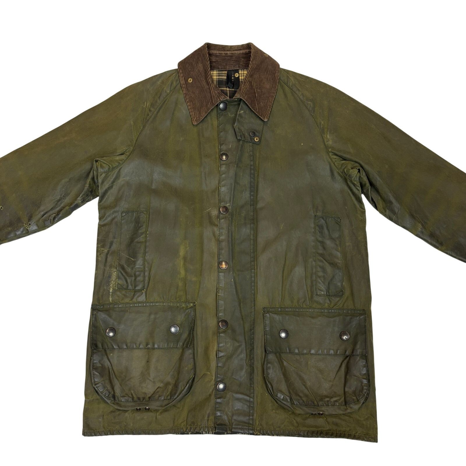 Barbour Barbour Classic Beaufort Waxed Plaid Lined Olive Jacket C38 Size US M / EU 48-50 / 2 - 2 Thumbnail