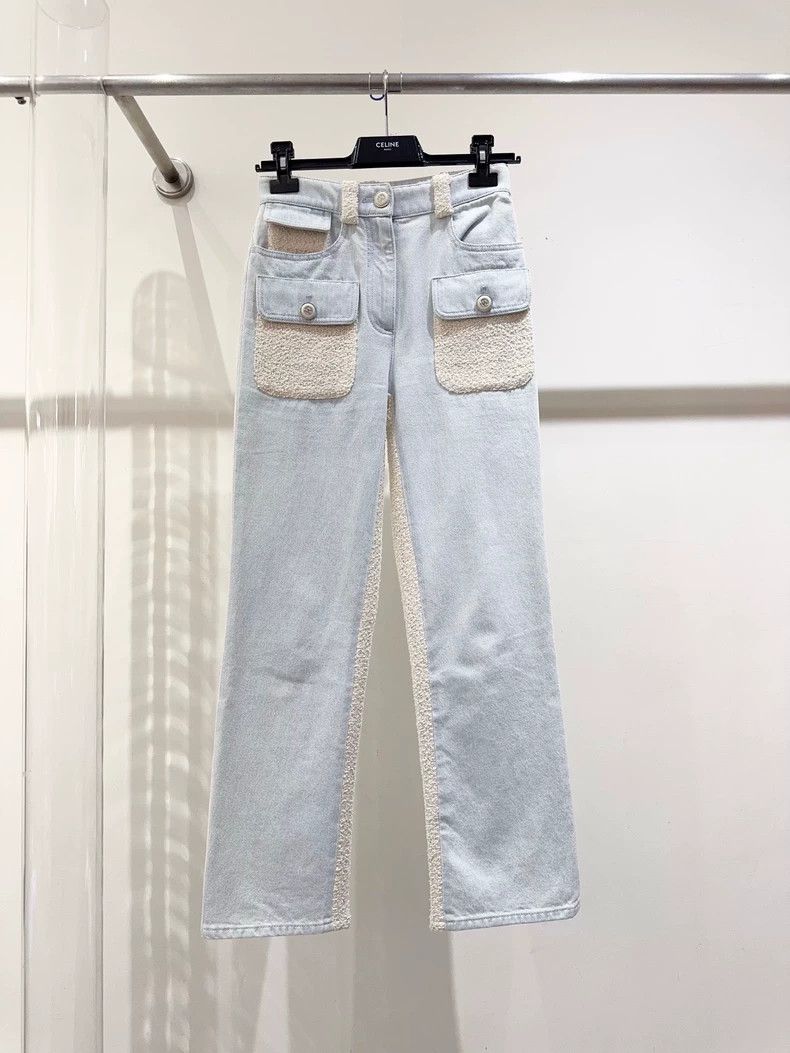 Chanel Chanel High-Waist Denim Pants with Wool Patches - dmc Size US 34 / EU 50 - 1 Thumbnail