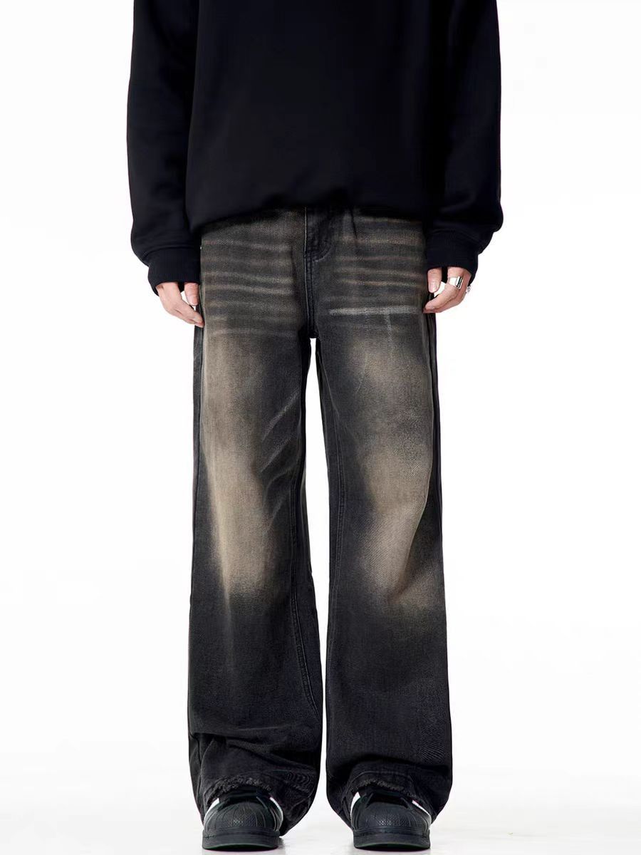 Japanese Brand × Jean Street style retro washed loose straight jeans Size US 34 / EU 50 - 3 Thumbnail