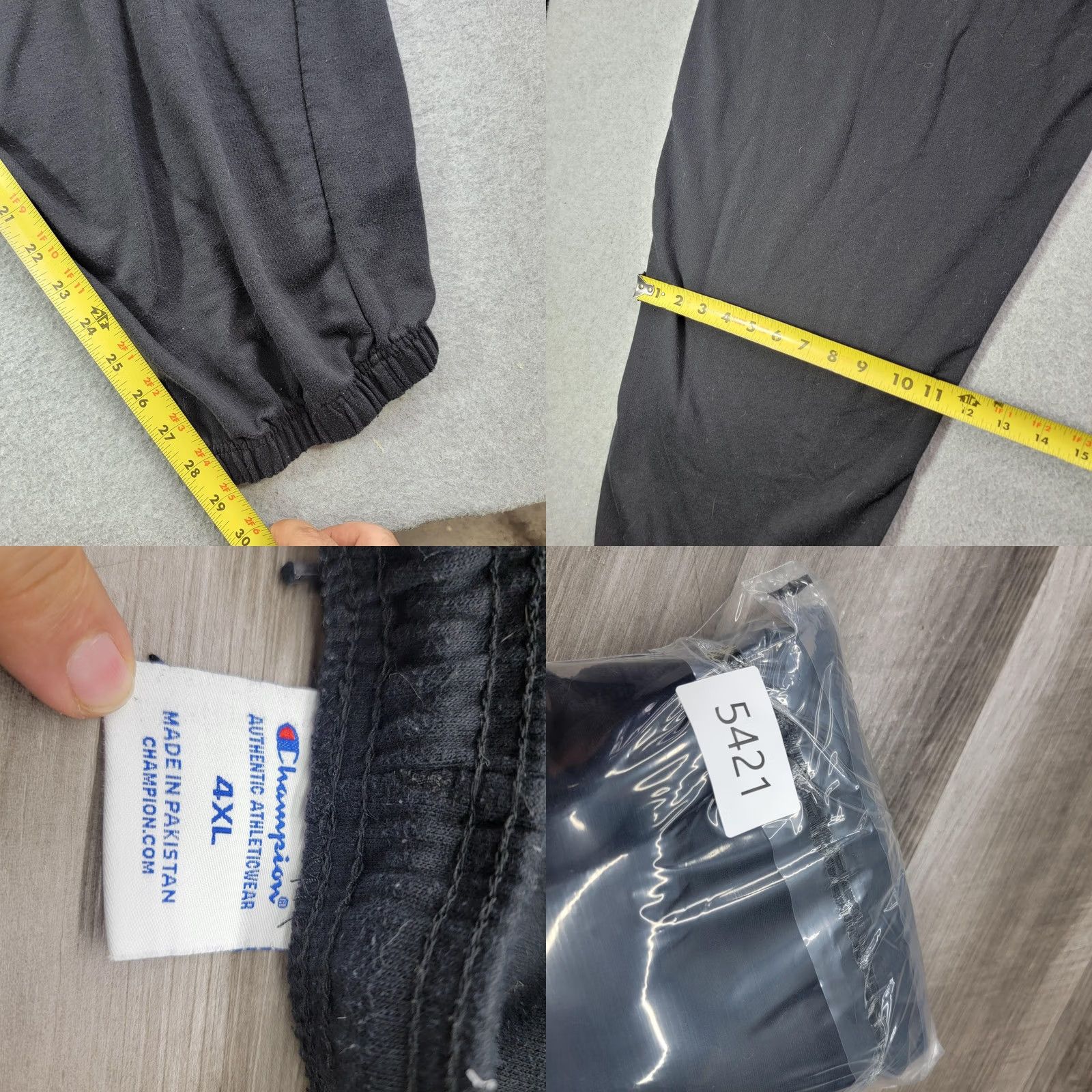 Champion Champion Sweatpants Mens 4XL Black French Terry Joggers Elastic Waist Pockets Size US 39 - 8 Thumbnail