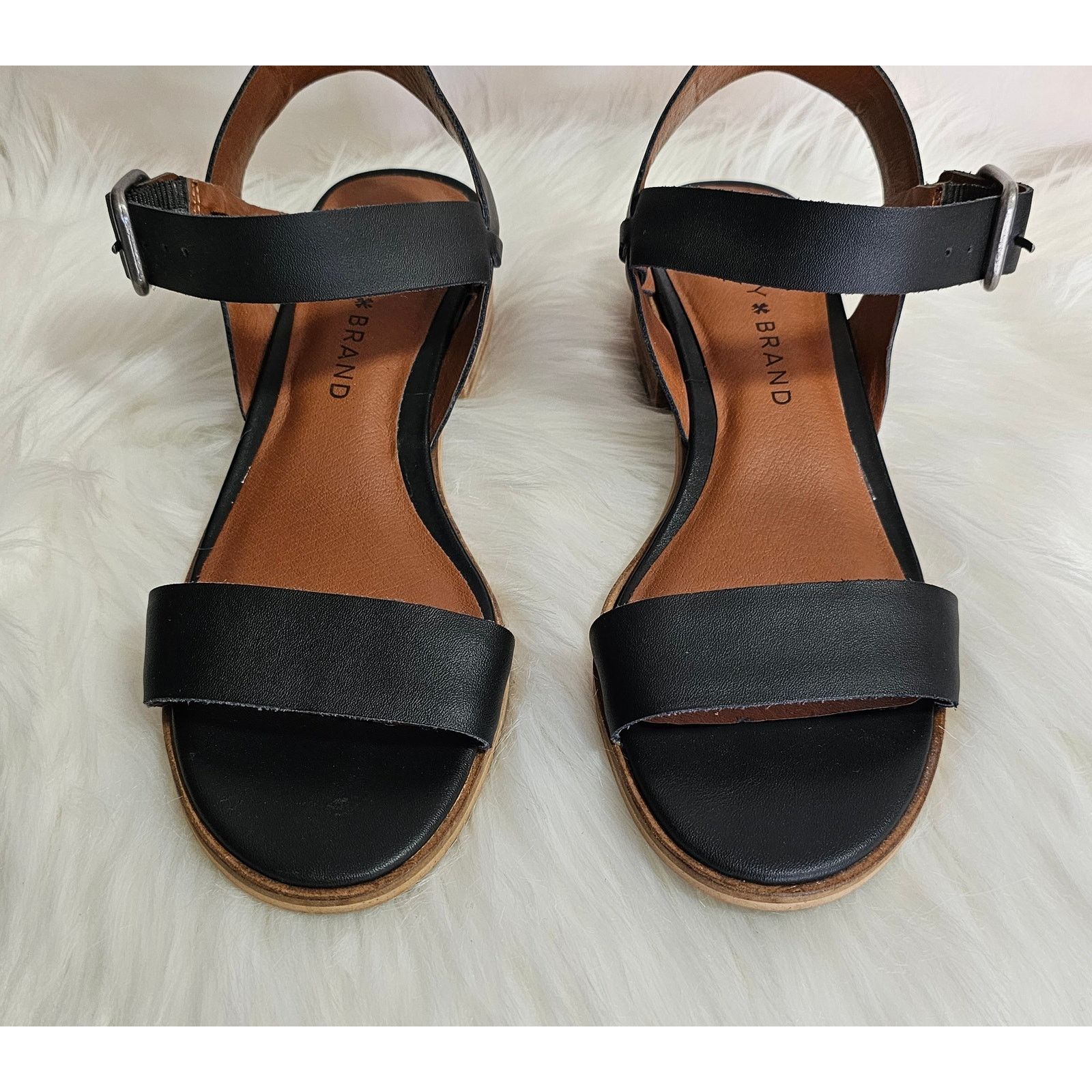 Lucky Brand Lucky Brand Womens Black Leather Block Heel Toni Sandals 5.5 Size US 5.5 / IT 35.5 - 6 Thumbnail