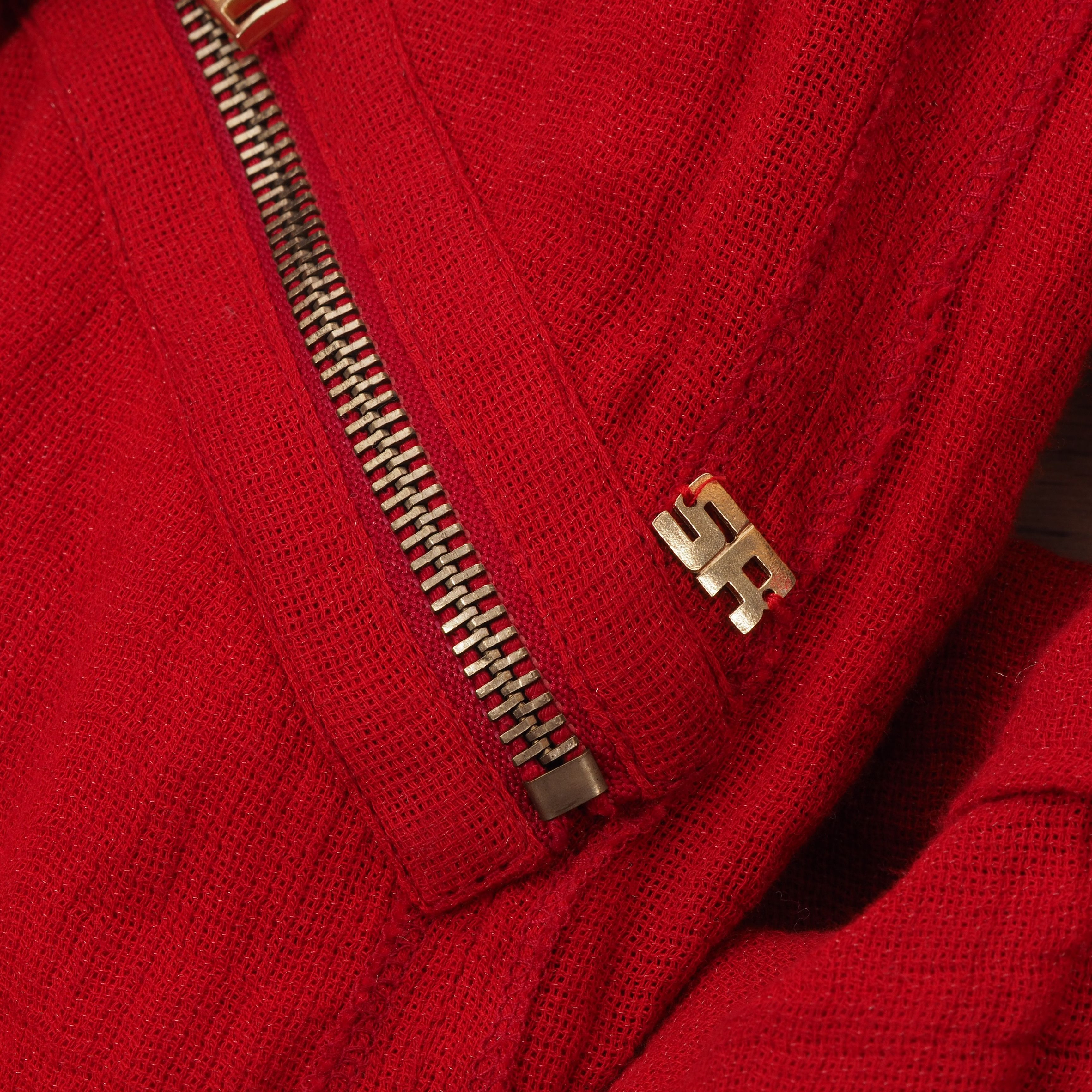 Sonia Rykiel Sonia Rykiel Vintage Red Cropped Draped Linen Moto Jacket Size S / US 4 / IT 40 - 8 Thumbnail