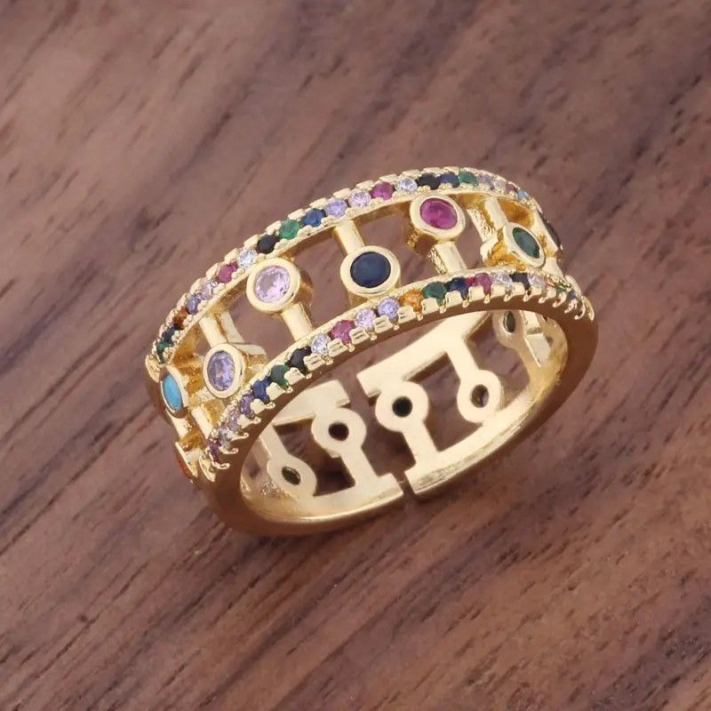Jewelry Creative Rainbow Zircon Rings Size ONE SIZE - 1 Thumbnail