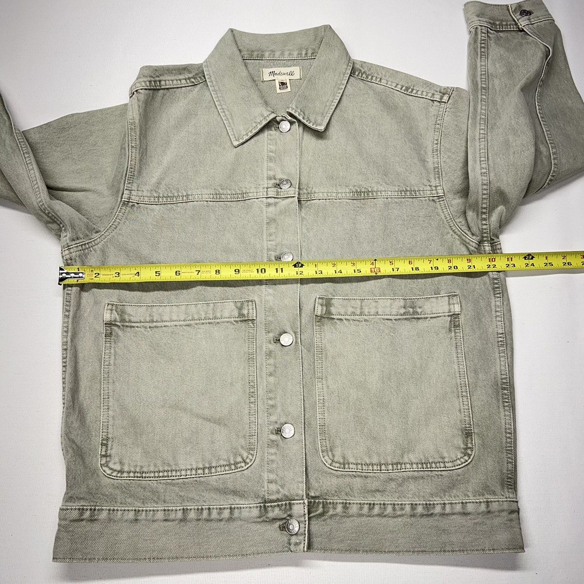 Madewell Madewell Jean Jacket Green Chore Denim Coat Faded Pockets Size M / US 6-8 / IT 42-44 - 17 Thumbnail