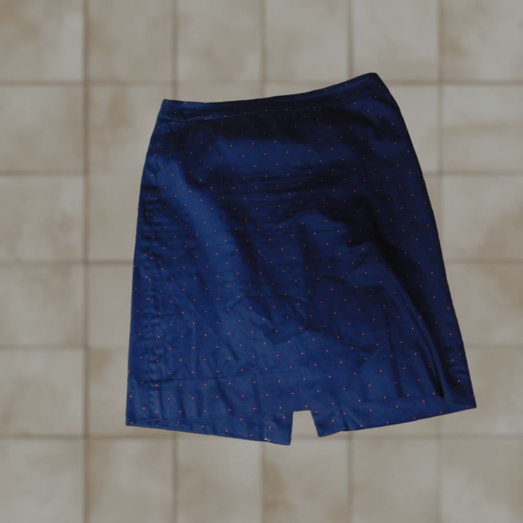 J.Crew J.CREW Skirt Women 8 Blue Pencil Straight Zip Dots Ruffle Lined Knit Cotton Short Fashion Casual Mid Rise Regular Size 30" / US 8 / IT 44 - 1 Thumbnail