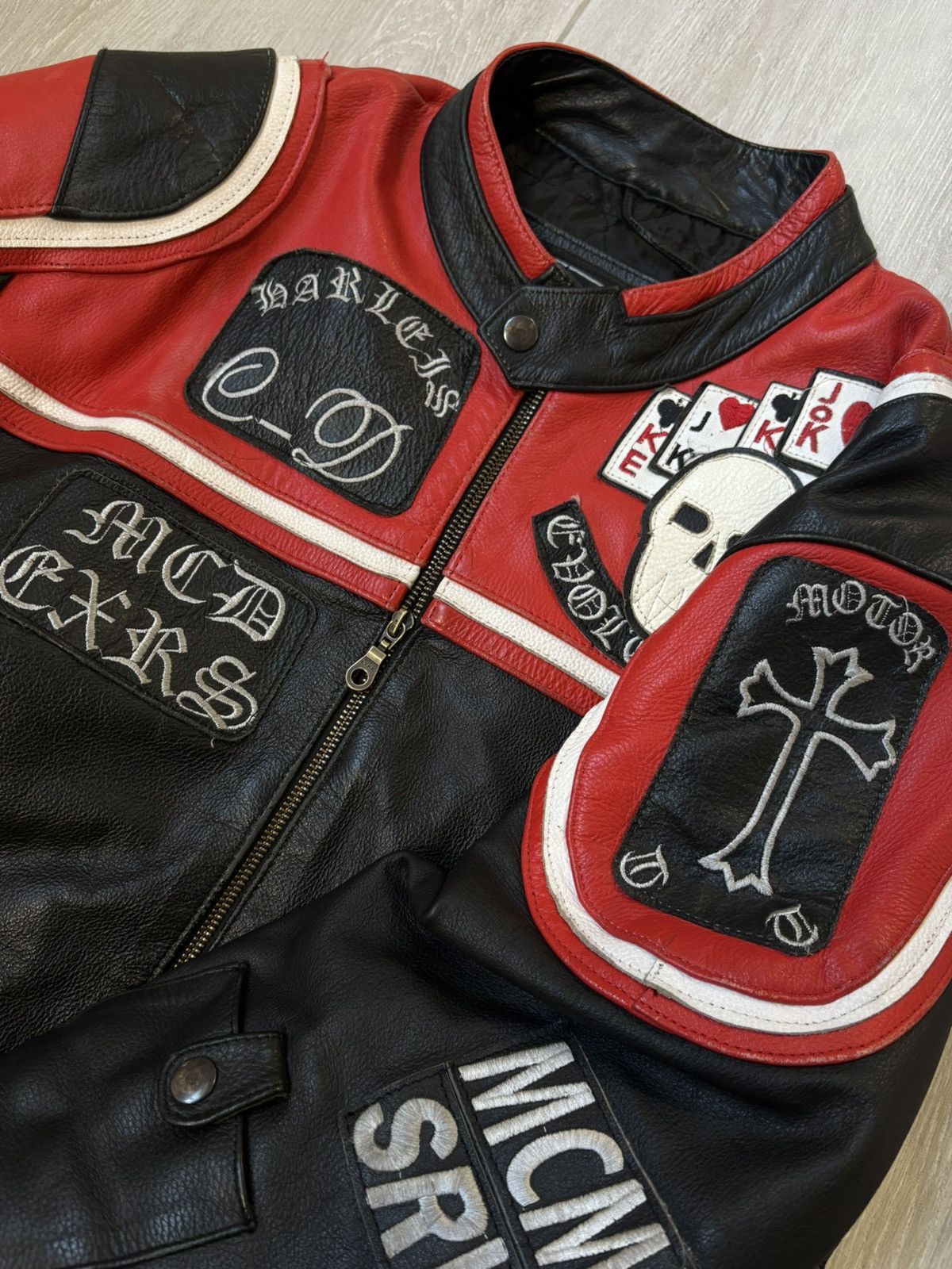Vintage Vintage "Evolution" Heavyweight Leather Biker Jacket Size US L / EU 52-54 / 3 - 2 Thumbnail