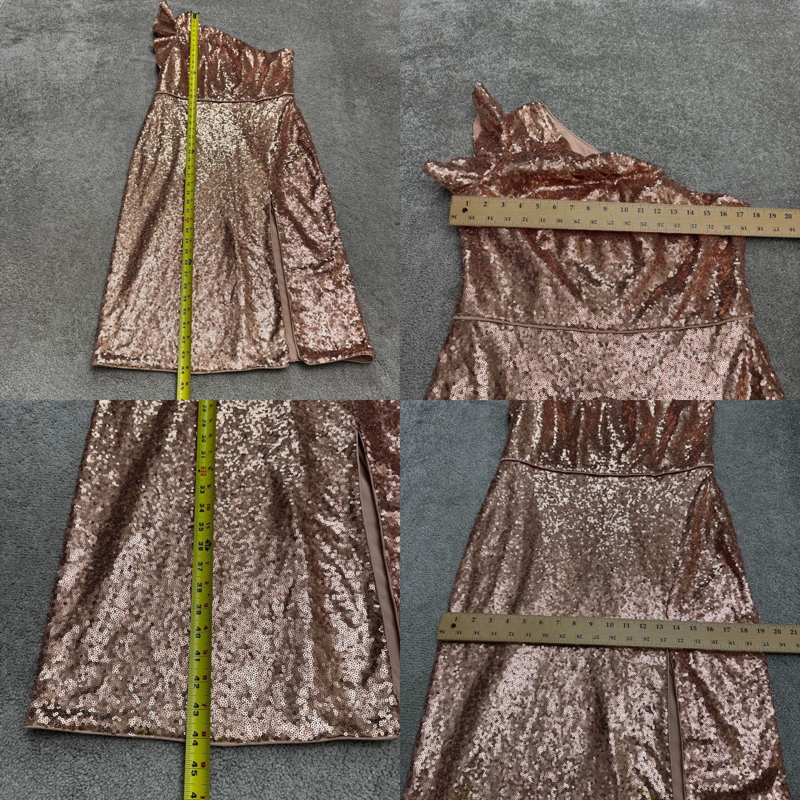 Mac Duggal Mac Duggal Womens One Shoulder Sequin Midi Dress Size 10 Rose Gold Size L / US 10 / IT 46 - 8 Thumbnail