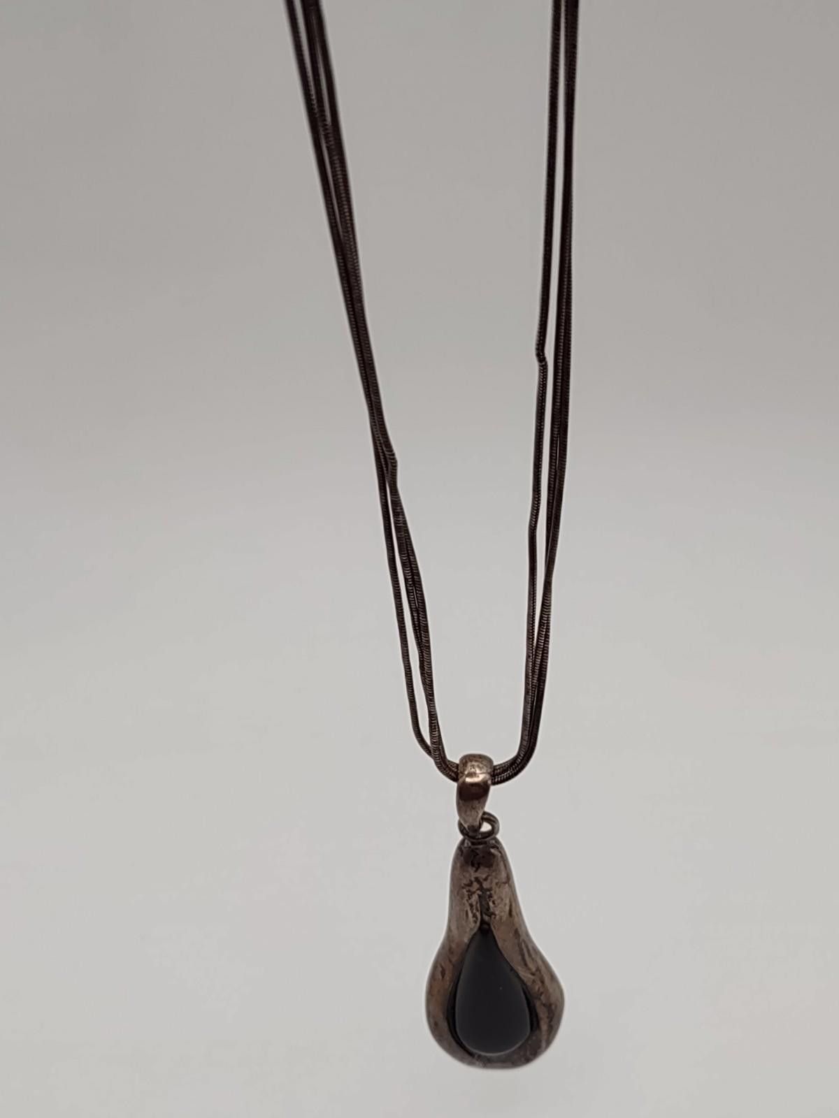 Neil Barrett Barse Sterling Silver Black Onyx Triple Snake Chain Necklace Size ONE SIZE - 1 Thumbnail