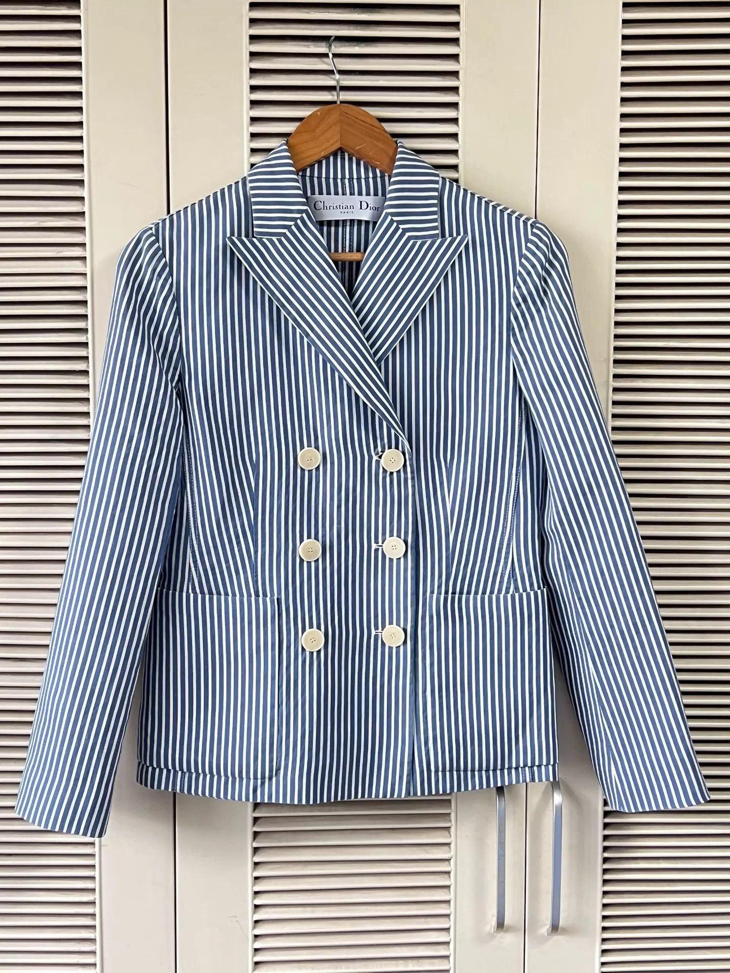 Dior Dior W Blue White Striped Double-Breasted Blazer 38 Size S / US 4 / IT 40 - 1 Thumbnail