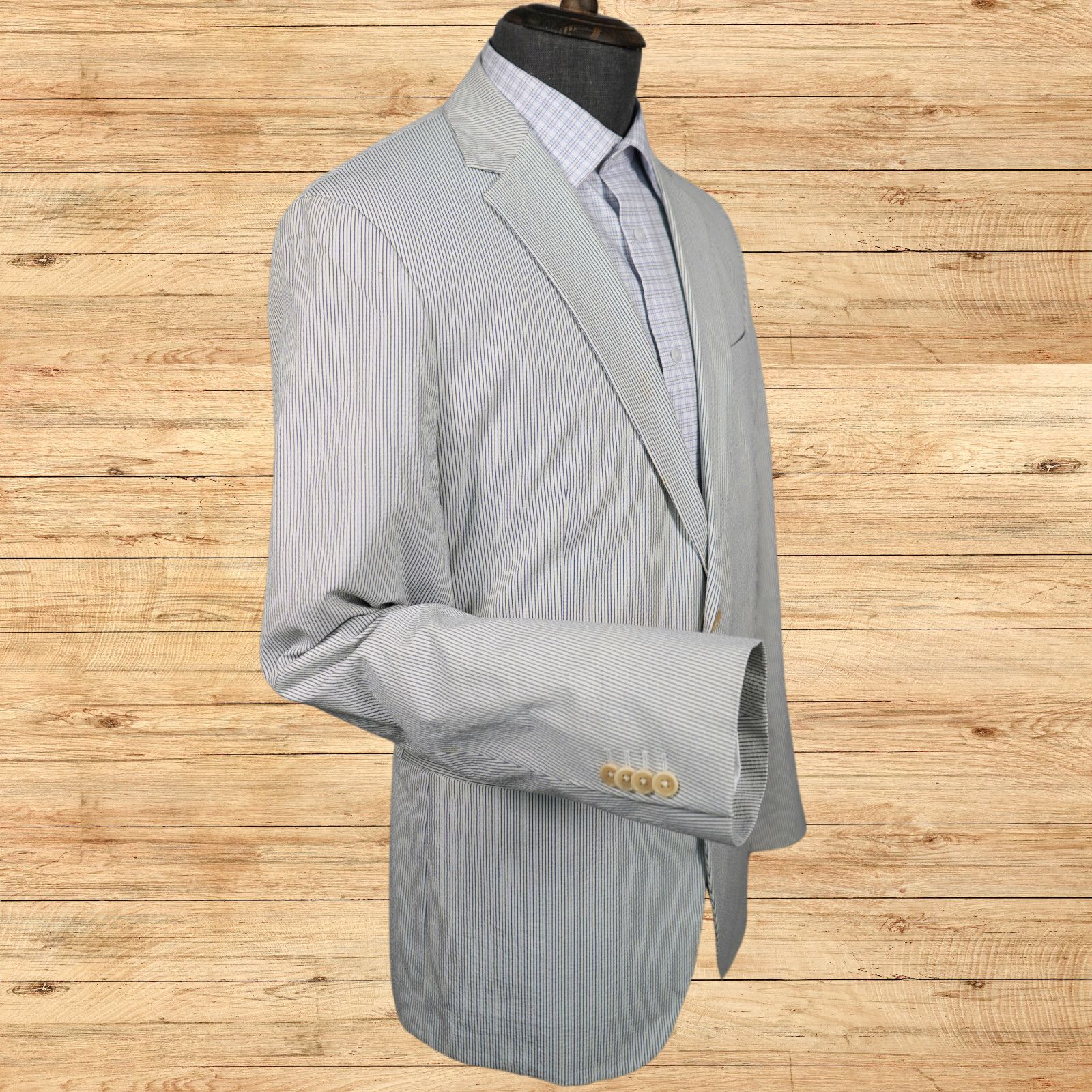 Banana Republic Banana Republic Seersucker Sport Coat Mens 44R Slim Size 44R - 2 Thumbnail