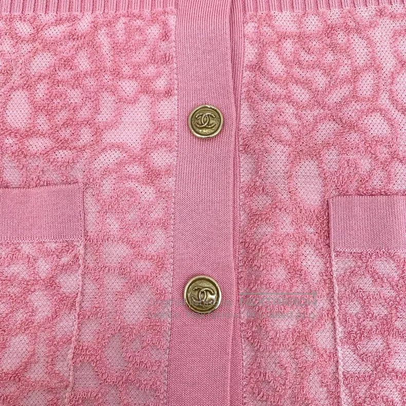 Chanel Chanel Pink camelia cotton round-neck single-breasted long Size XS / US 0-2 / IT 36-38 - 6 Thumbnail