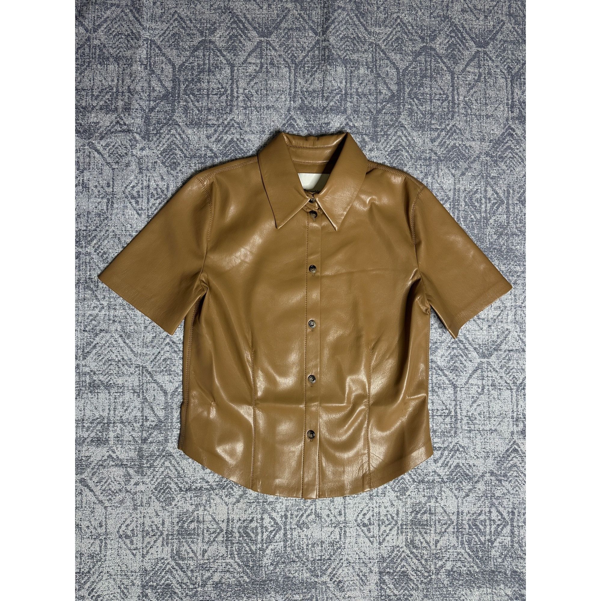 Nanushka Nanushka CLARE Okobor™Alt-Leather Shirt Button Up Short Slee Size S / US 4 / IT 40 - 1 Thumbnail